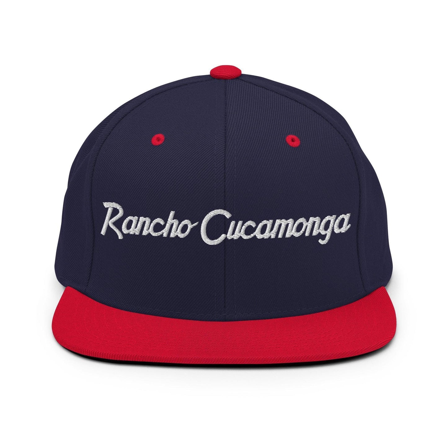 Rancho Cucamonga Script Snapback Hat Navy/ Red