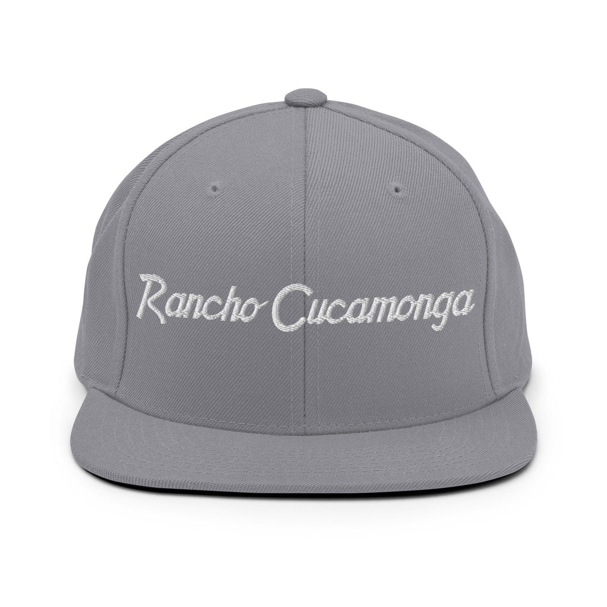 Rancho Cucamonga Script Snapback Hat Silver