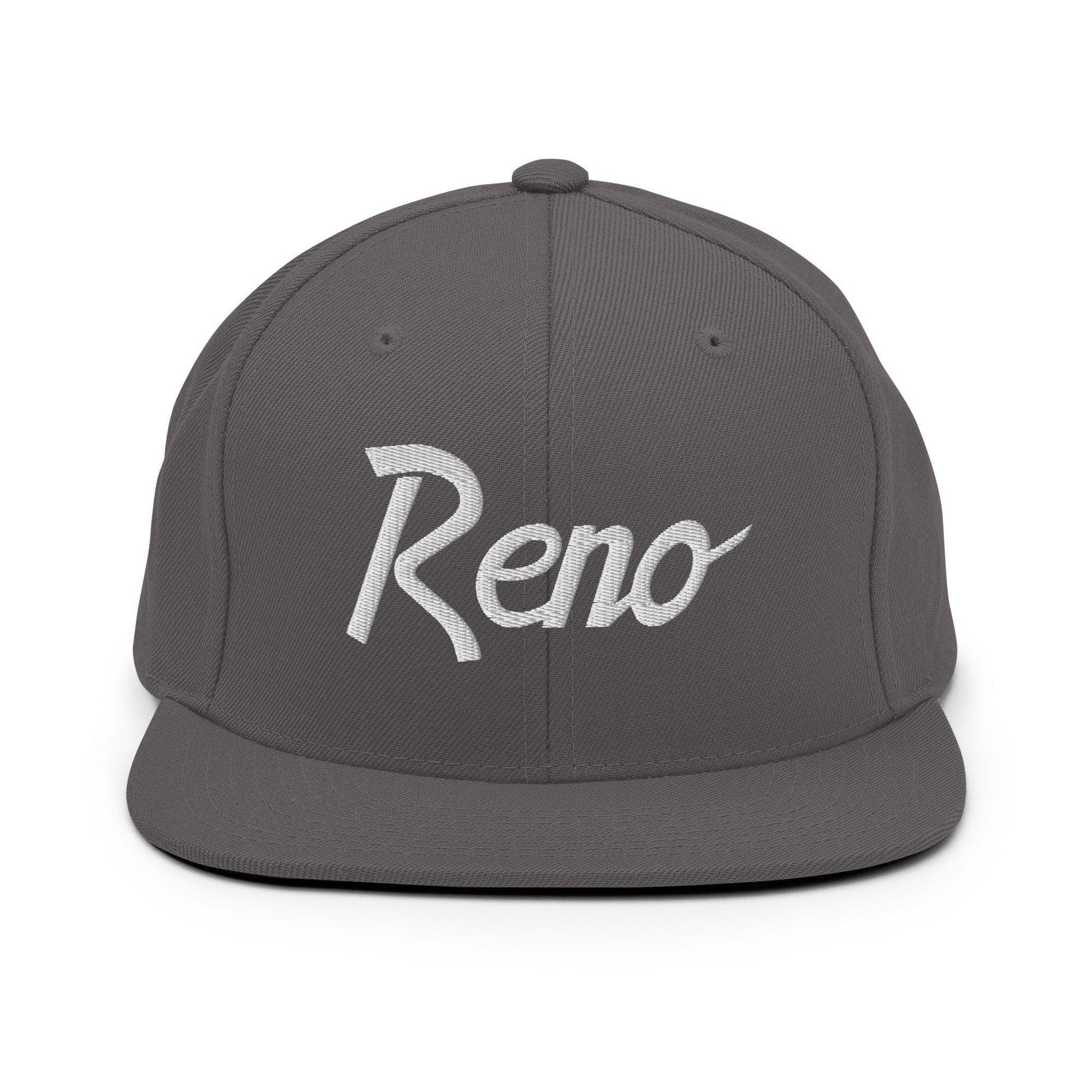 Reno Script Snapback Hat Dark Grey