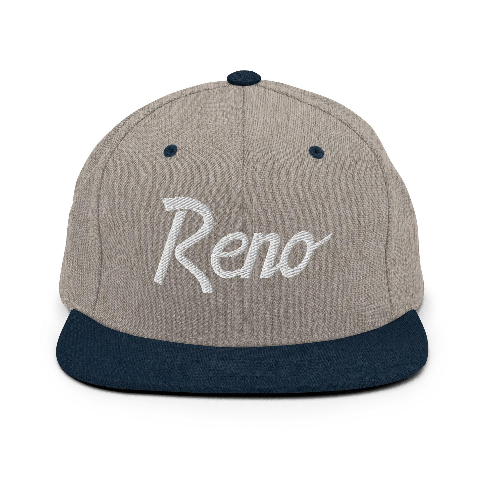 Reno Script Snapback Hat Heather Grey/ Navy