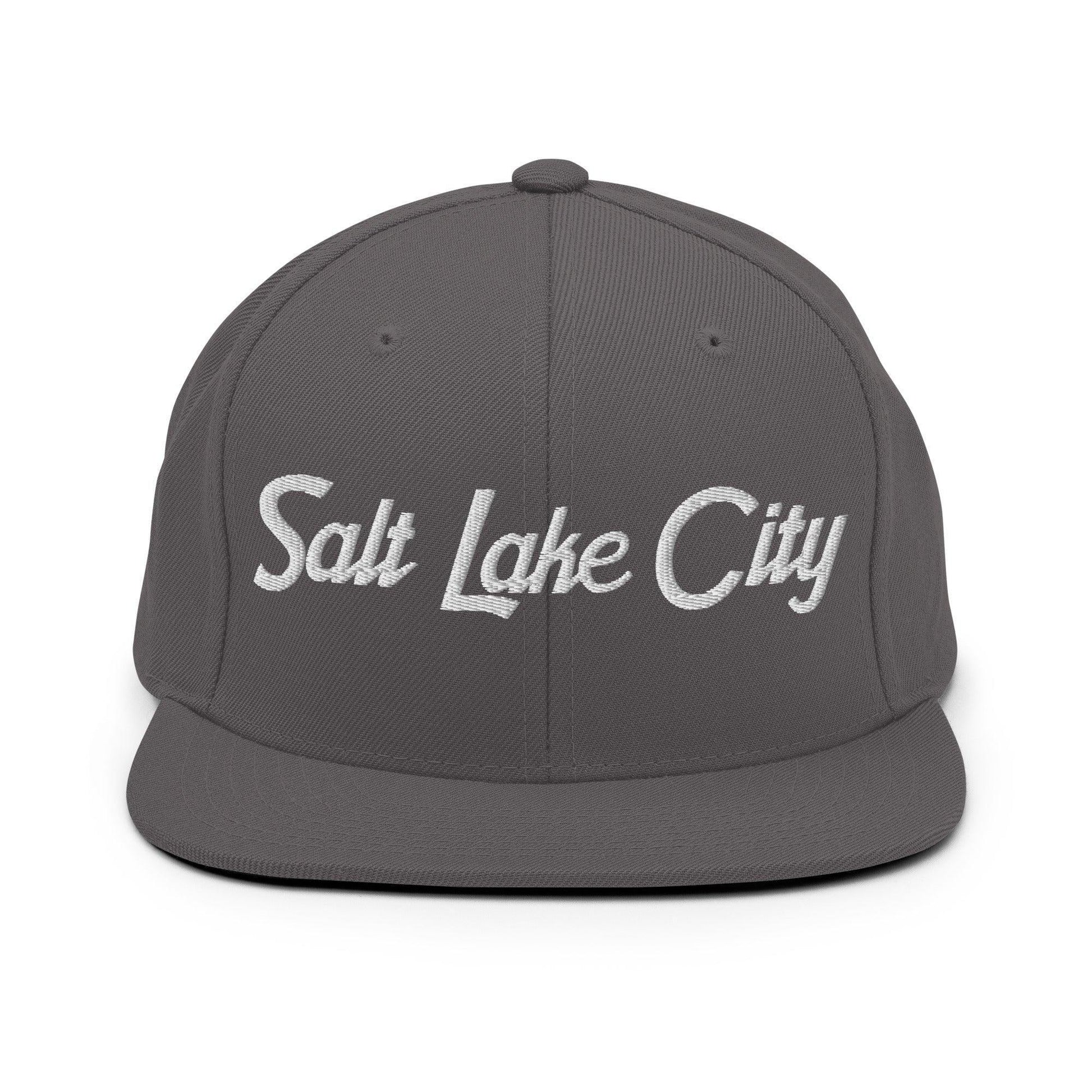 Salt Lake City Script Snapback Hat Dark Grey