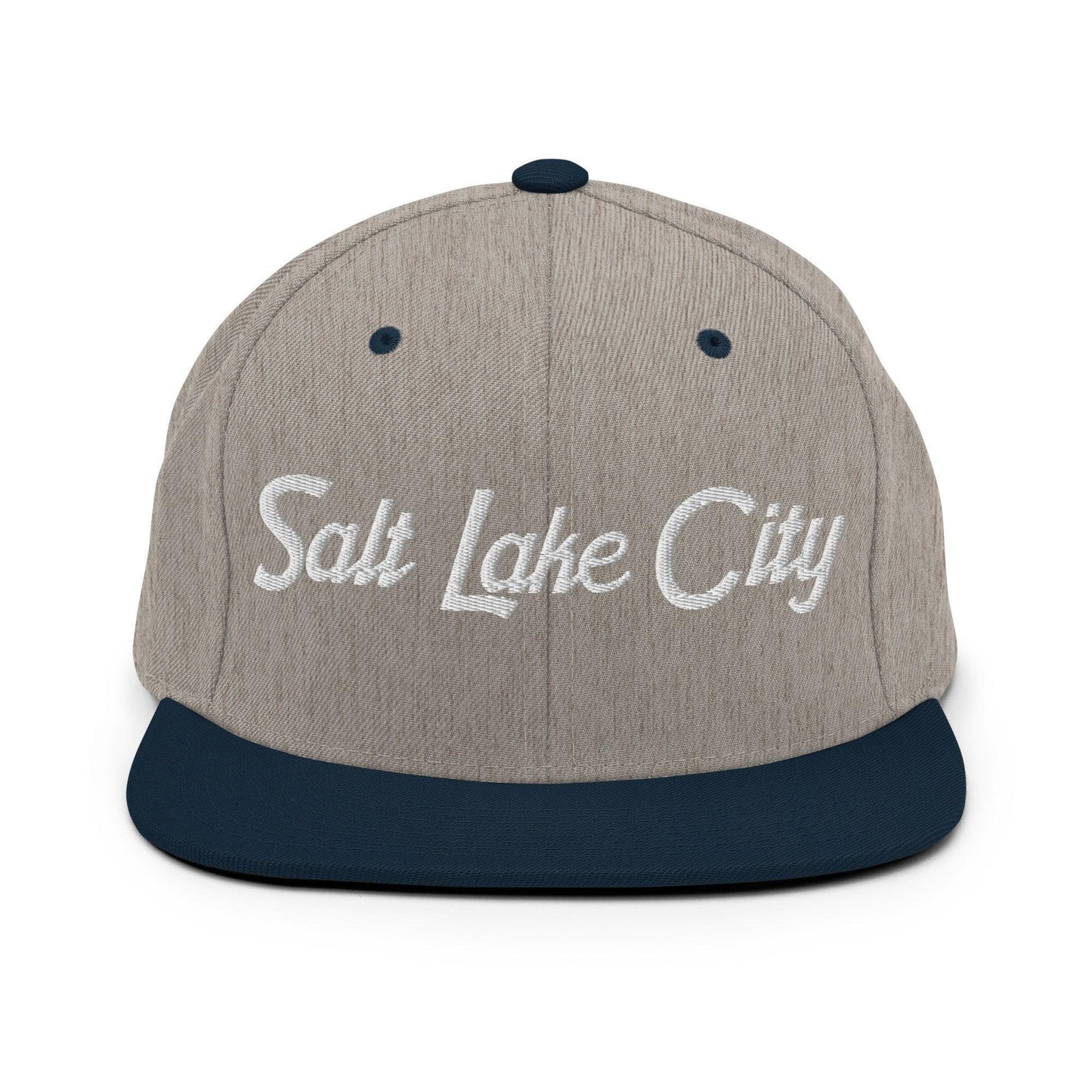 Salt Lake City Script Snapback Hat Heather Grey/ Navy