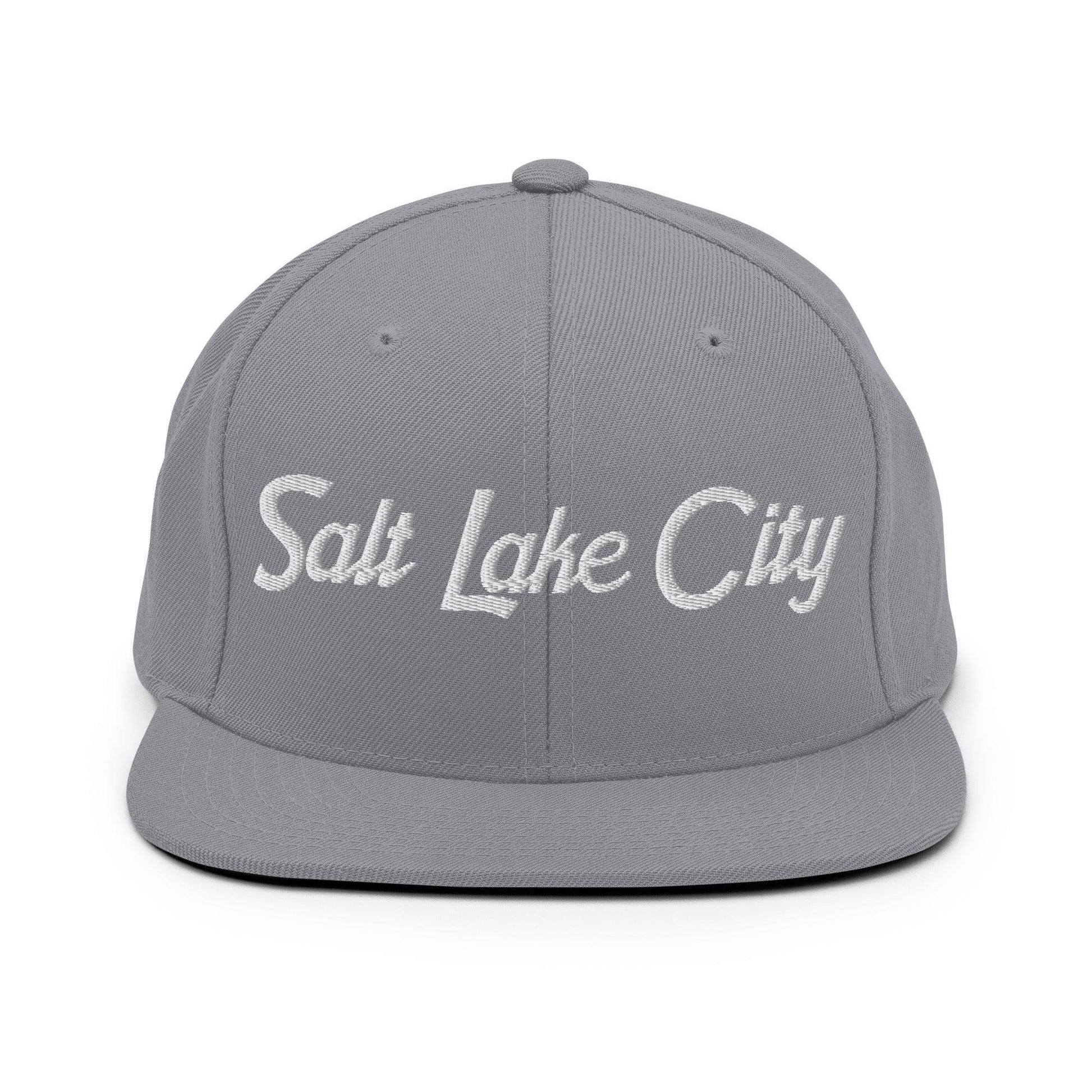 Salt Lake City Script Snapback Hat Silver