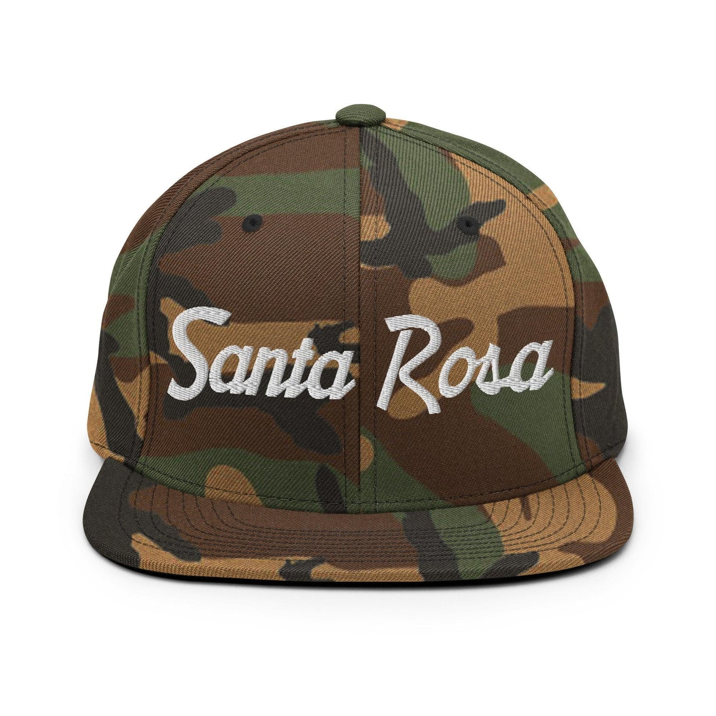 Santa Rosa Script Snapback Hat Green Camo