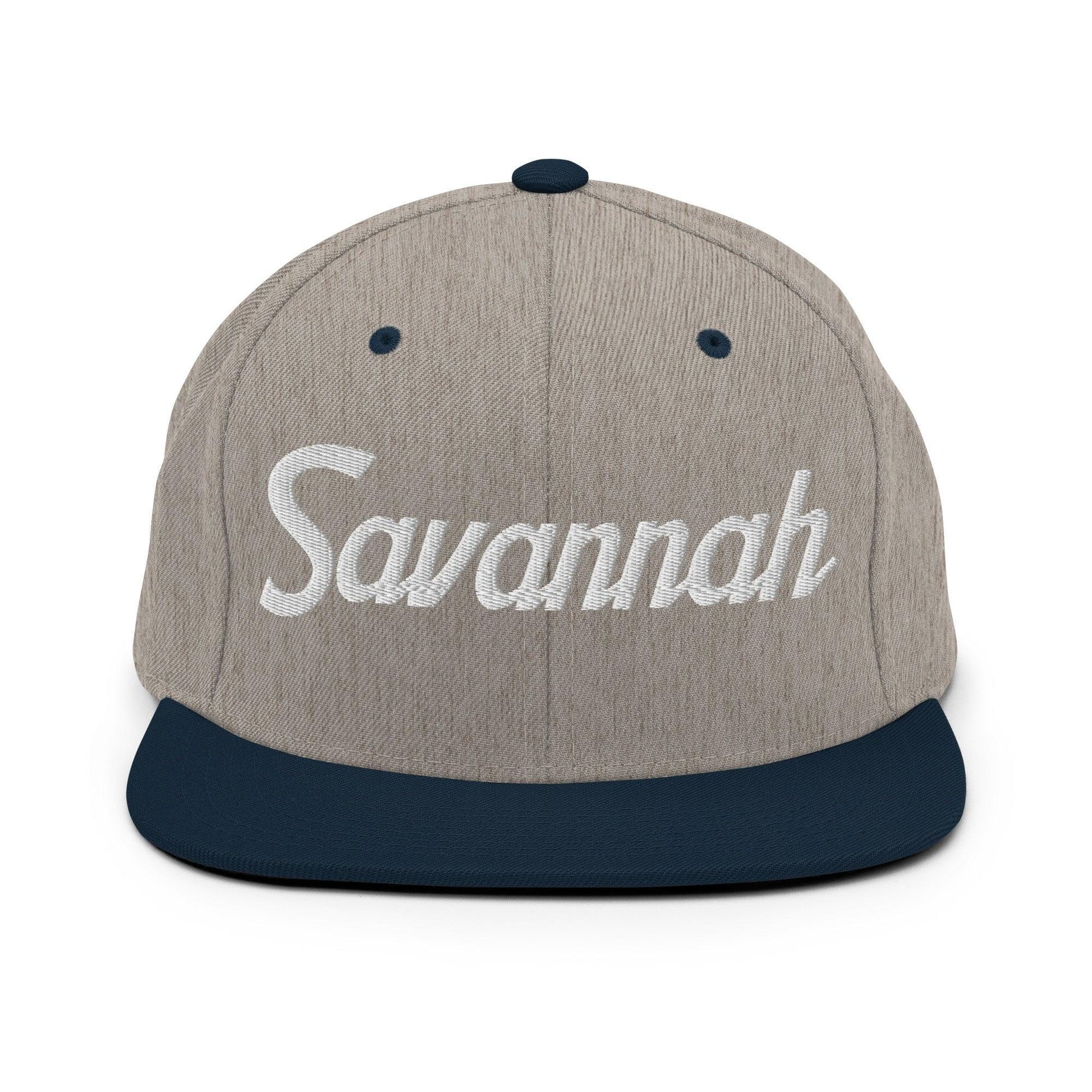 Savannah Script Snapback Hat Heather Grey/ Navy
