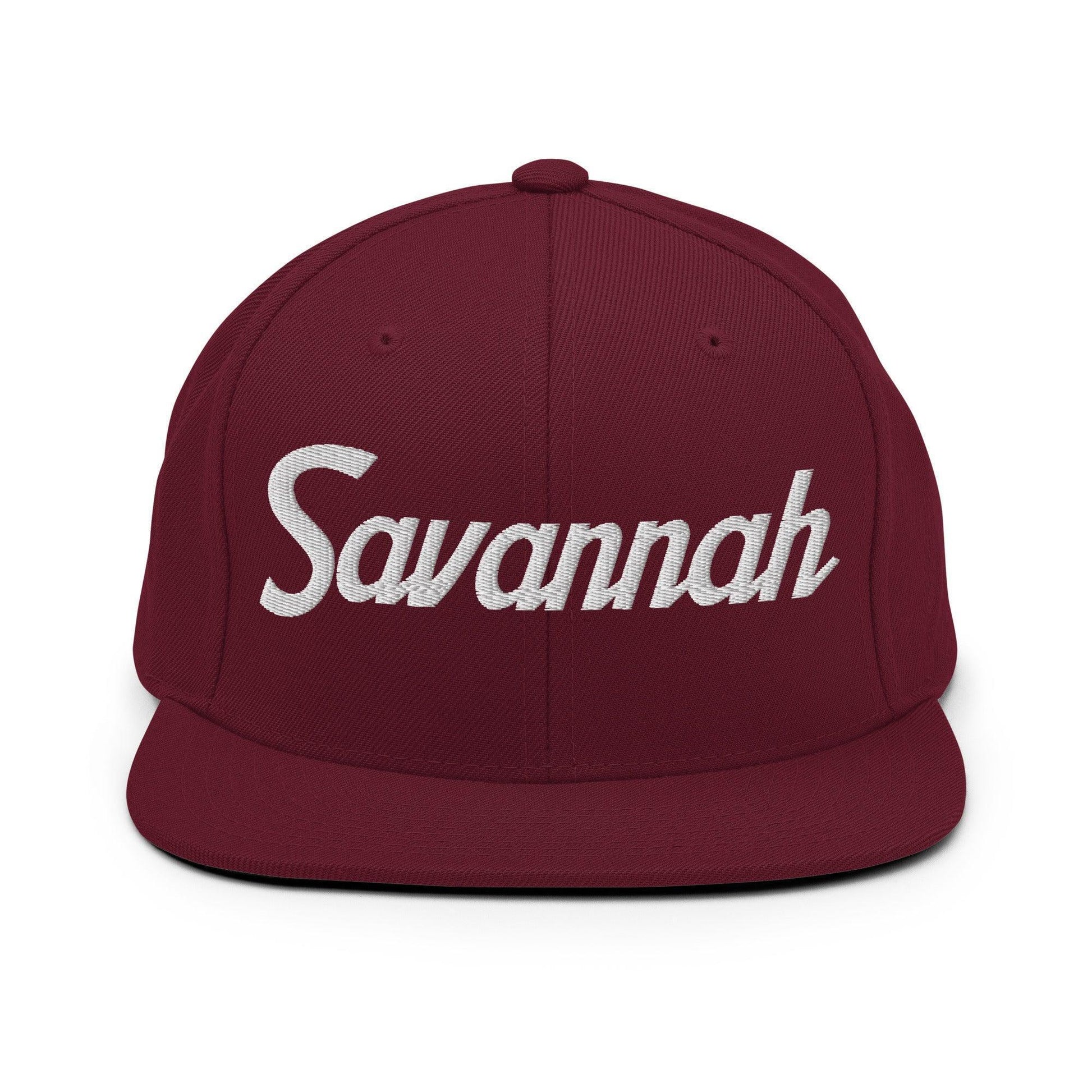 Savannah Script Snapback Hat Maroon