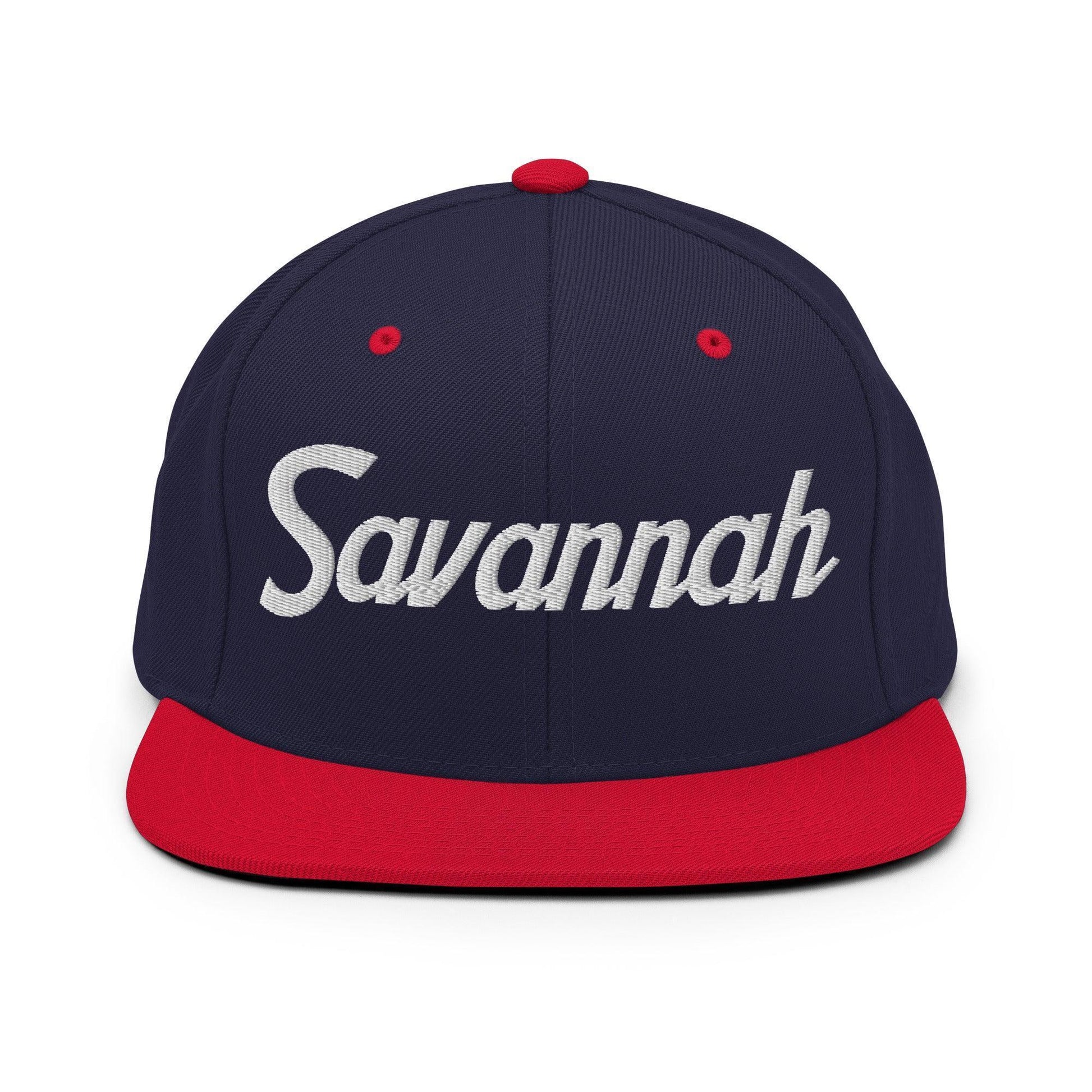 Savannah Script Snapback Hat Navy/ Red