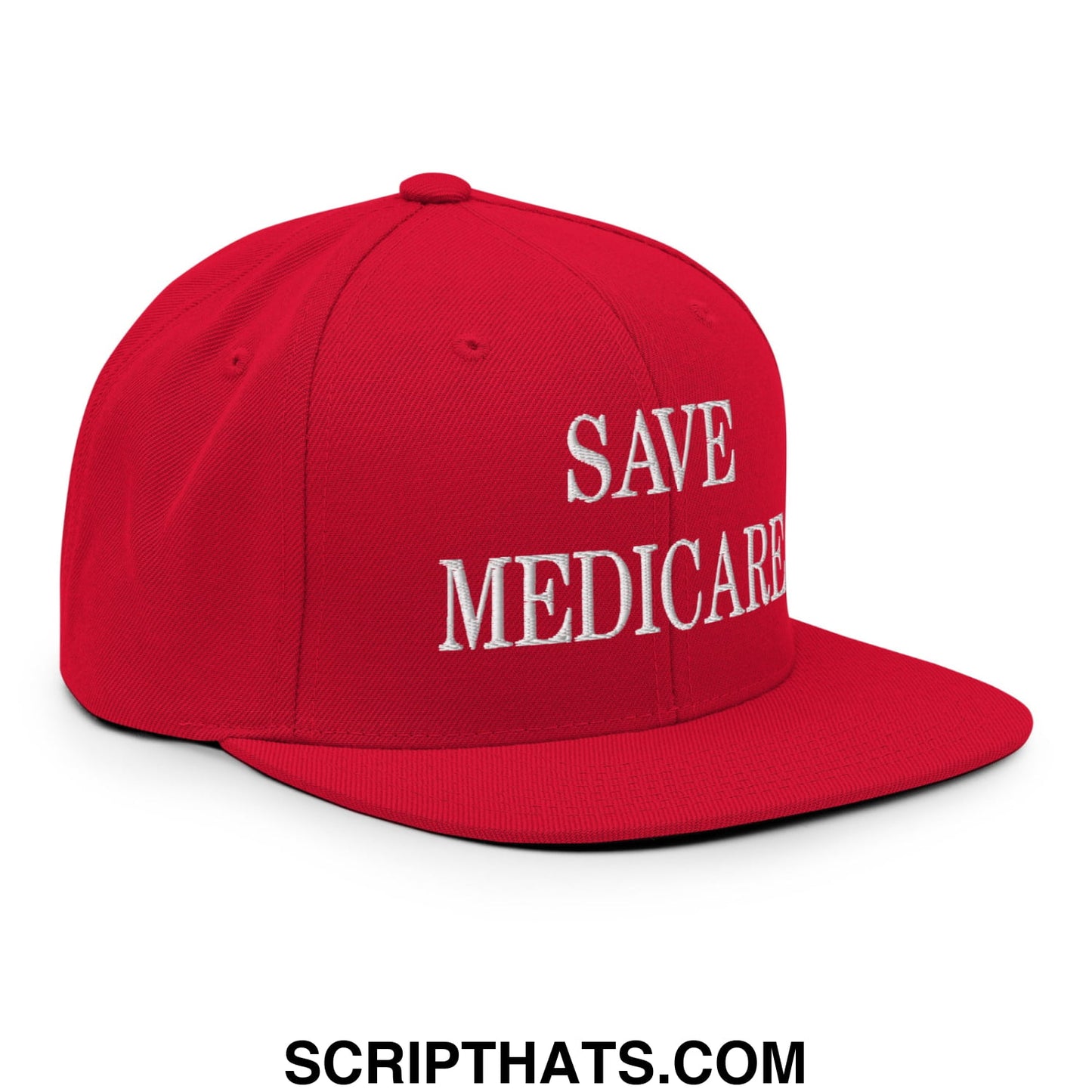 Save Medicare Embroidered Flat Brim Bill Snapback Hat Heather Grey