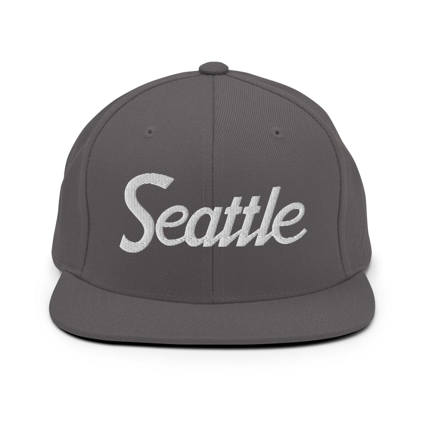 Seattle Script Snapback Hat Dark Grey
