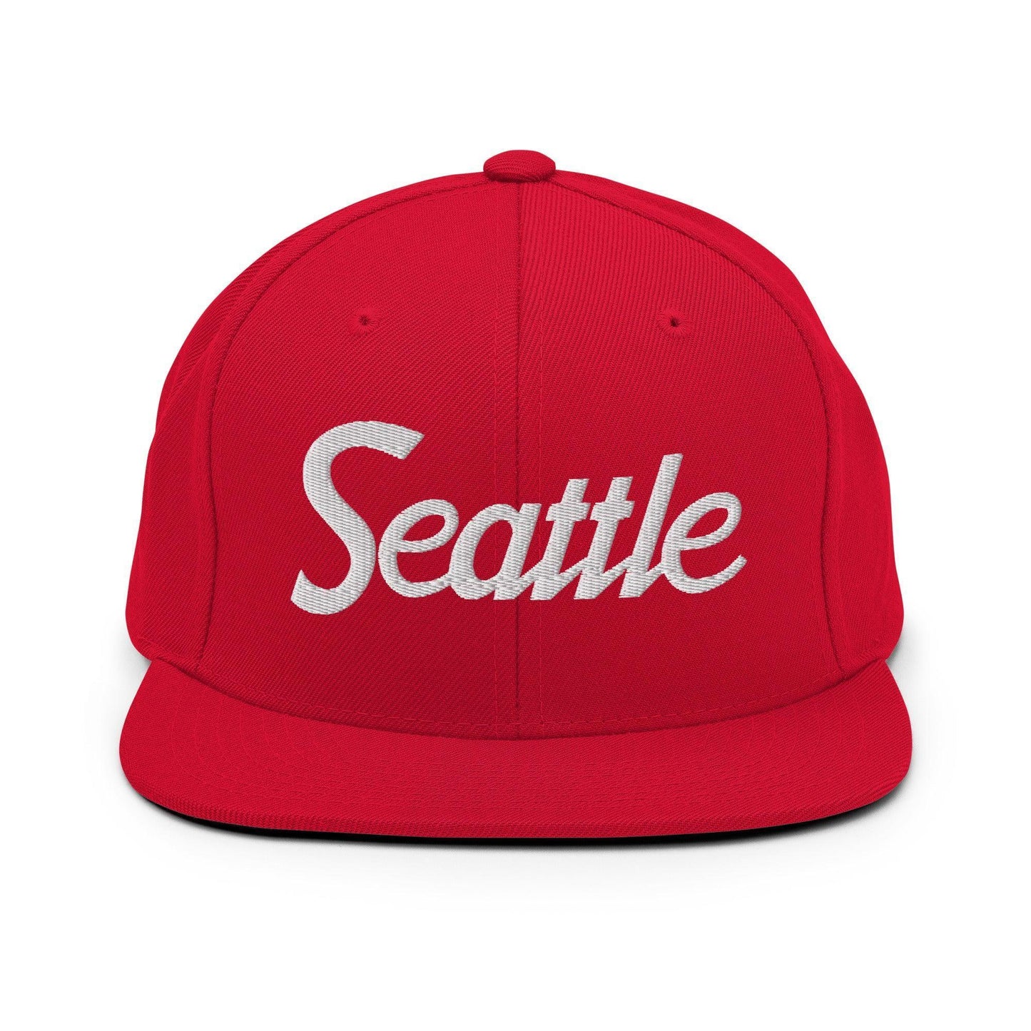 Seattle Script Snapback Hat Red