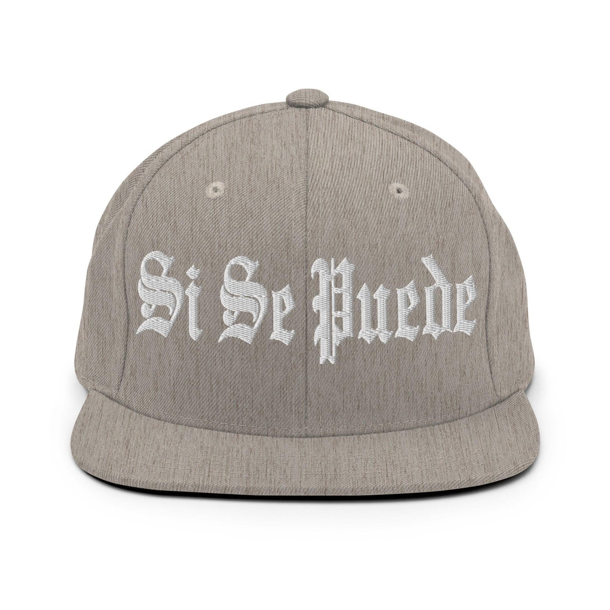 Si Se Puede Old English Snapback Hat Heather Grey