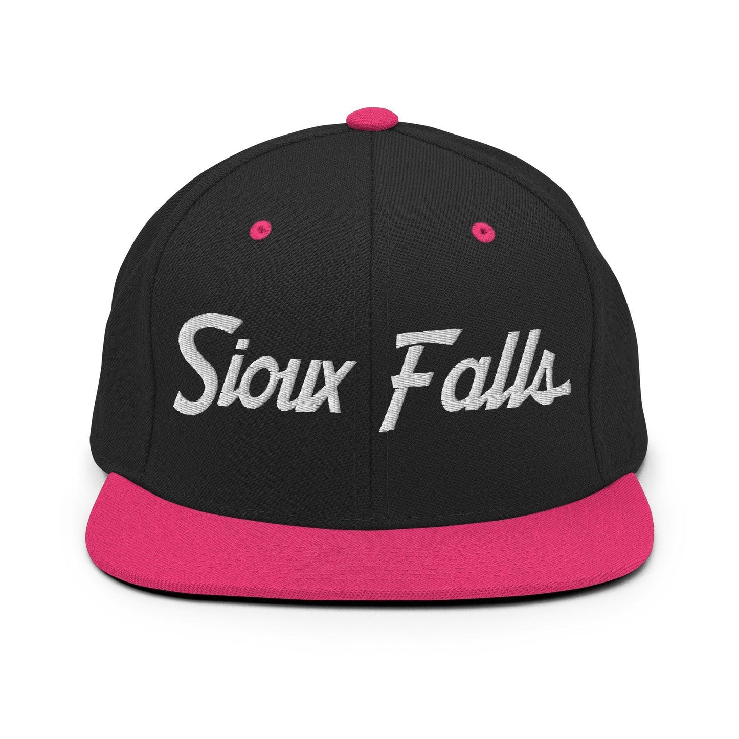Sioux Falls Script Snapback Hat Black/ Neon Pink