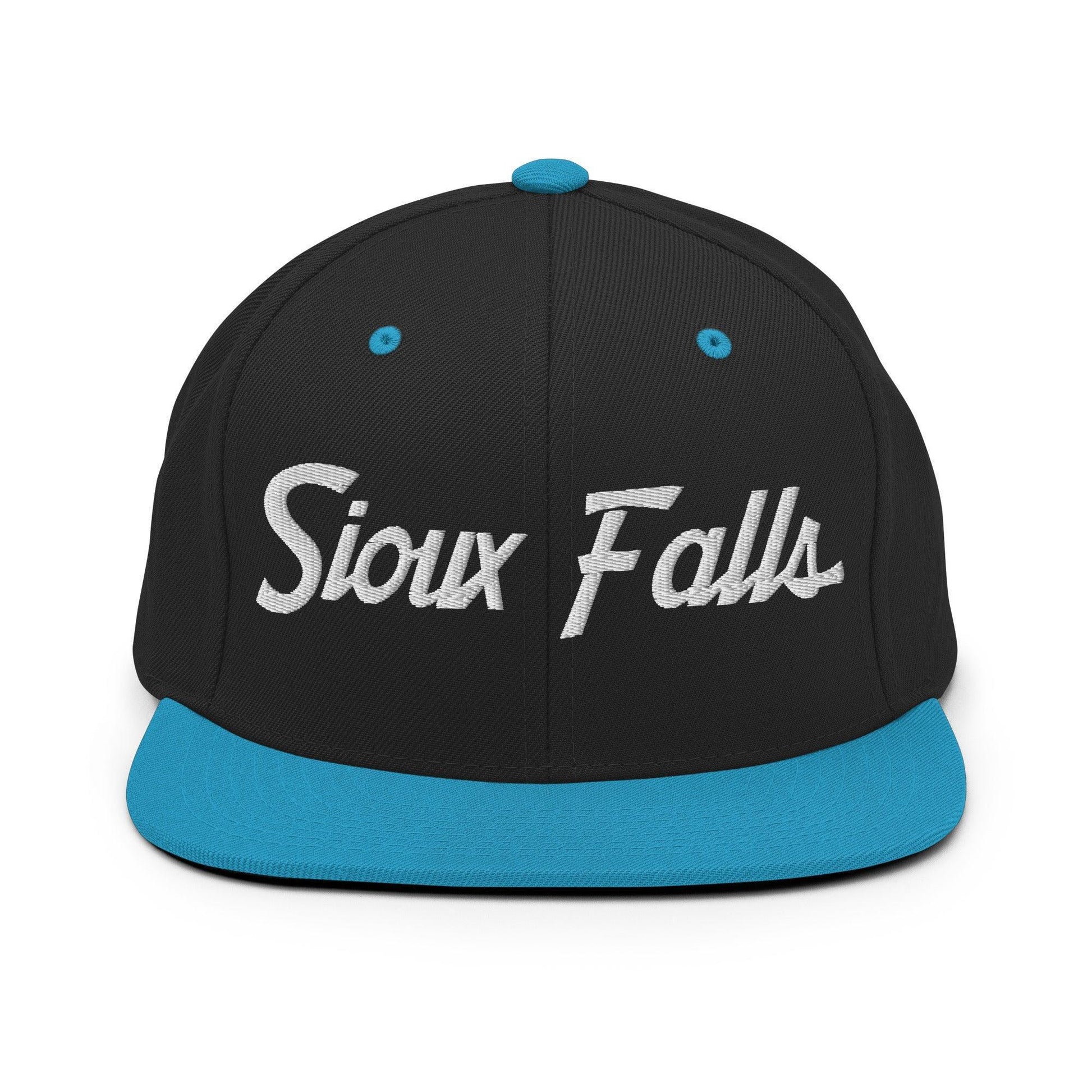 Sioux Falls Script Snapback Hat Black/ Teal