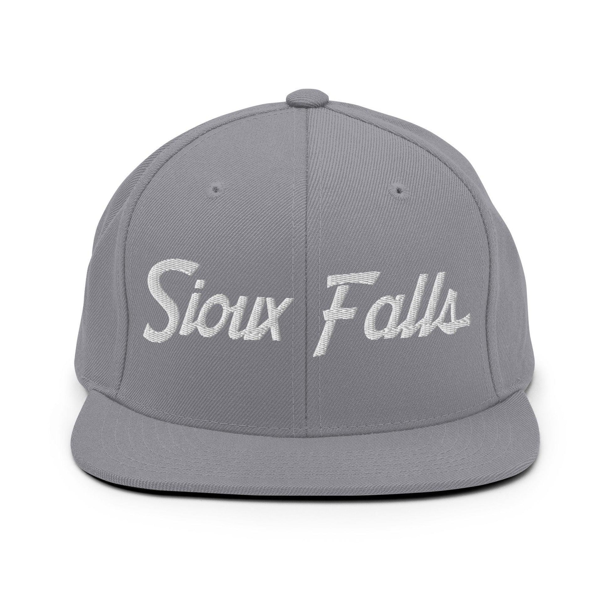 Sioux Falls Script Snapback Hat Silver