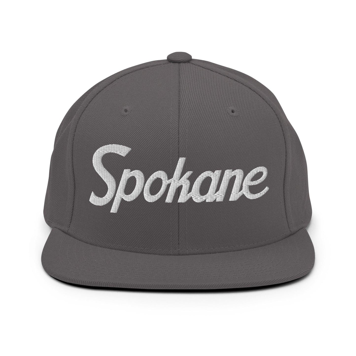 Spokane Script Snapback Hat Dark Grey