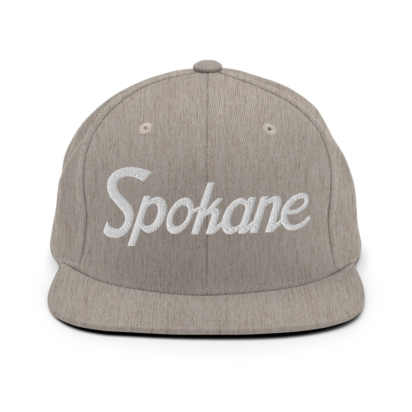 Spokane Script Snapback Hat Heather Grey