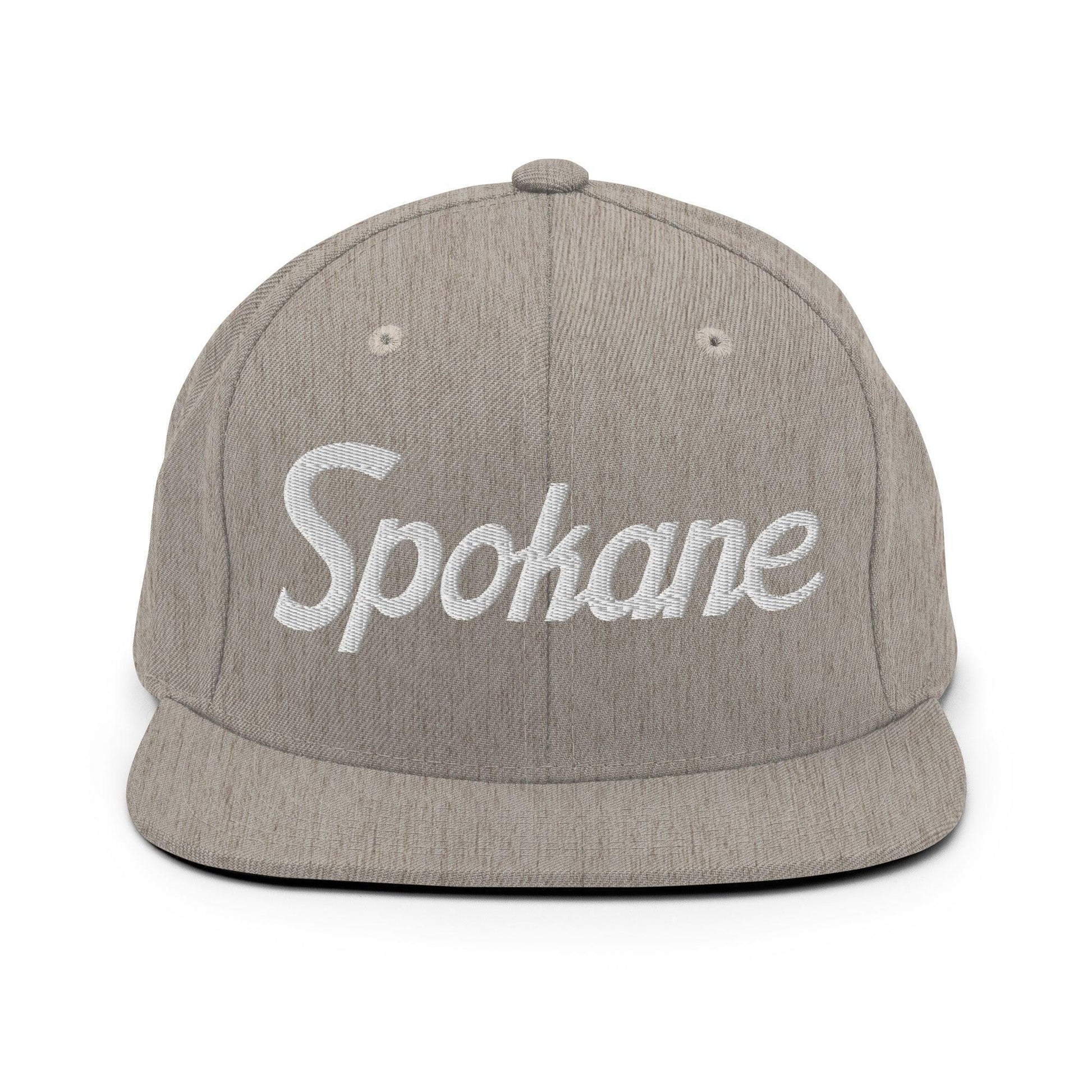 Spokane Script Snapback Hat Heather Grey