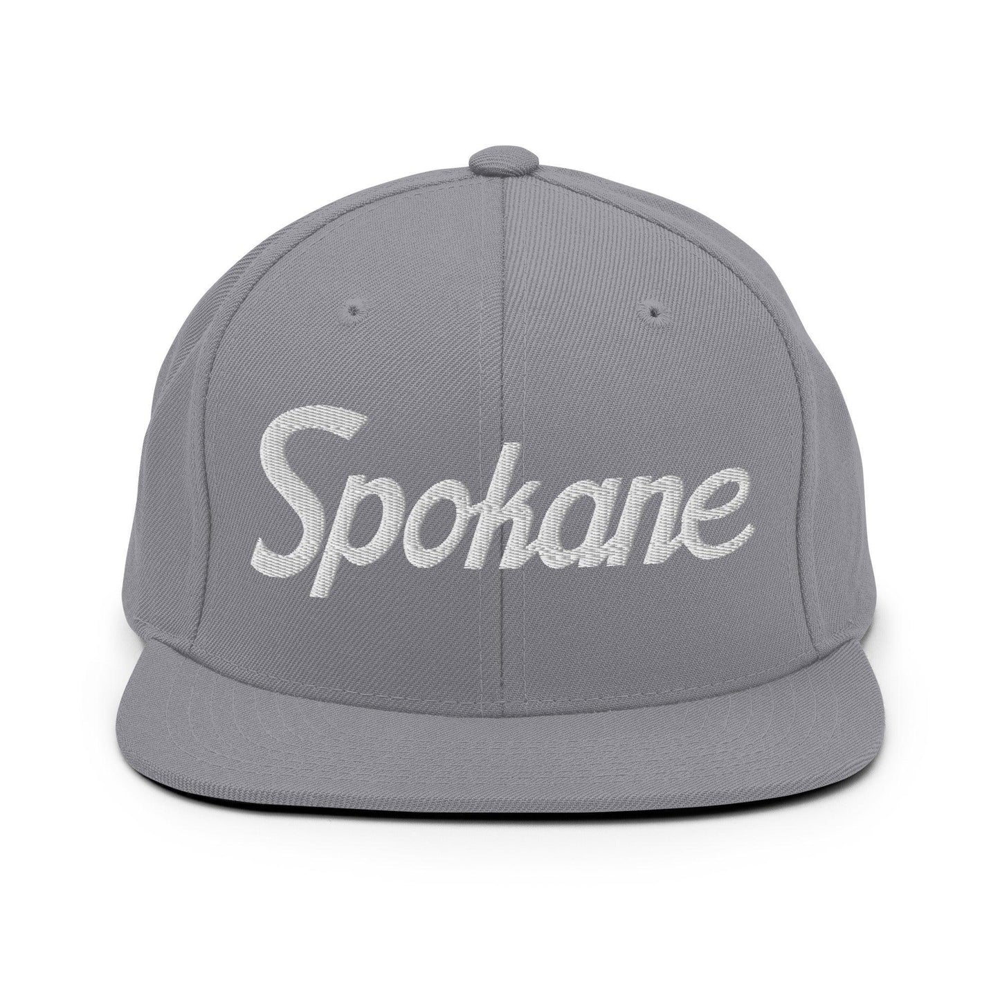 Spokane Script Snapback Hat Silver