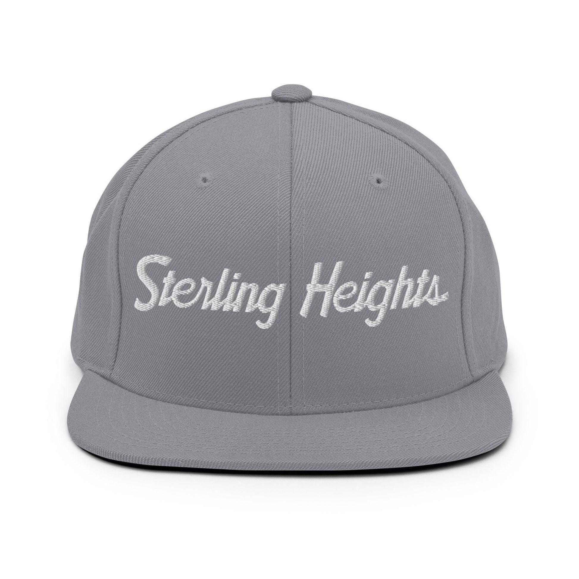 Sterling Heights Script Snapback Hat Silver