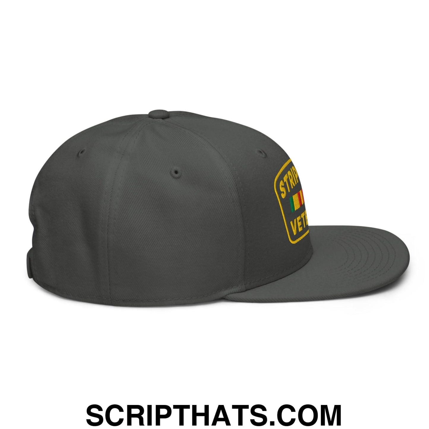 Strip Club Veteran Embroidered Flat Brim Bill Snapback Hat Charcoal gray