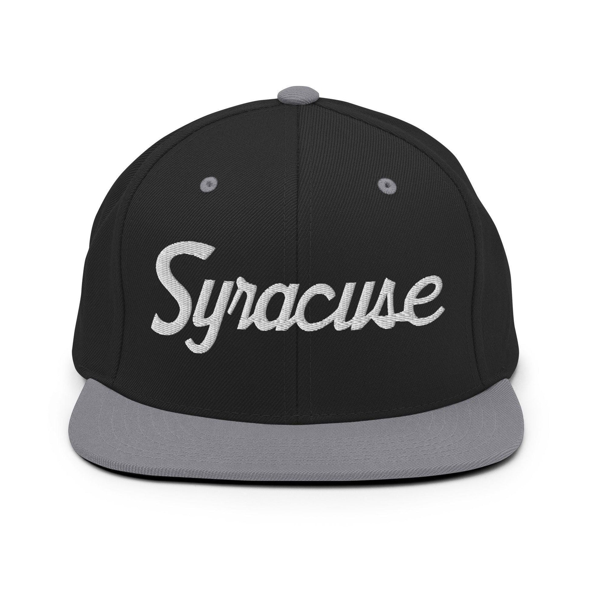 Syracuse Script Snapback Hat Black/ Silver
