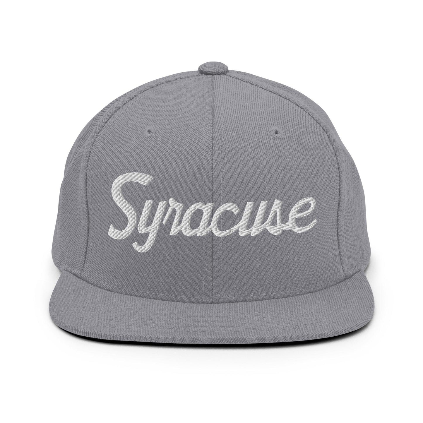 Syracuse Script Snapback Hat Silver