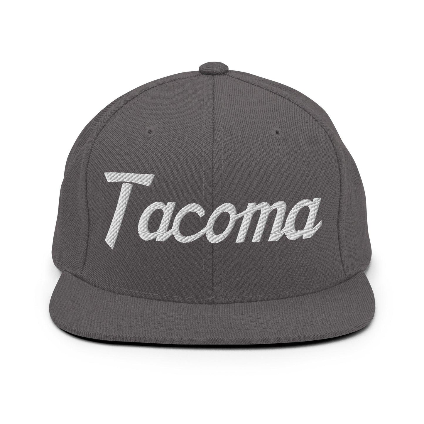 Tacoma Script Snapback Hat Dark Grey