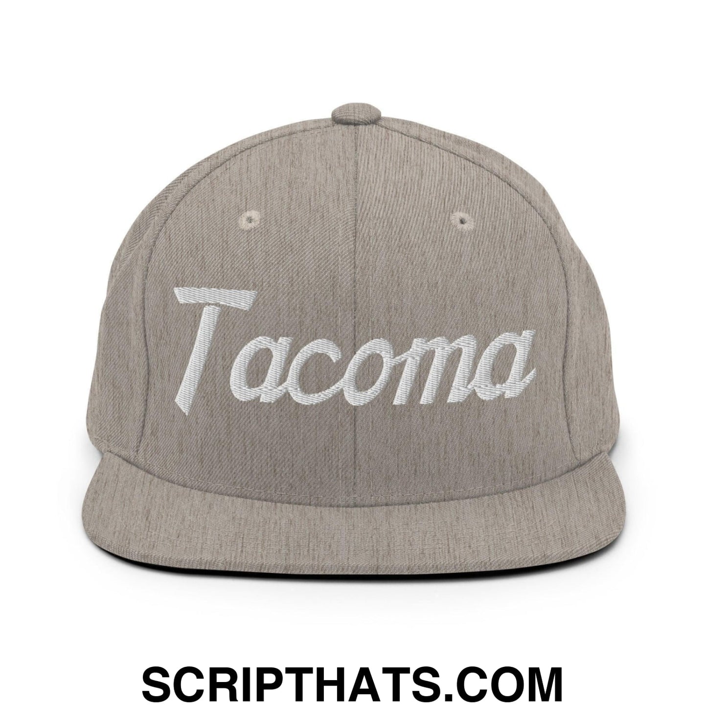 Tacoma Script Snapback Hat Heather Grey