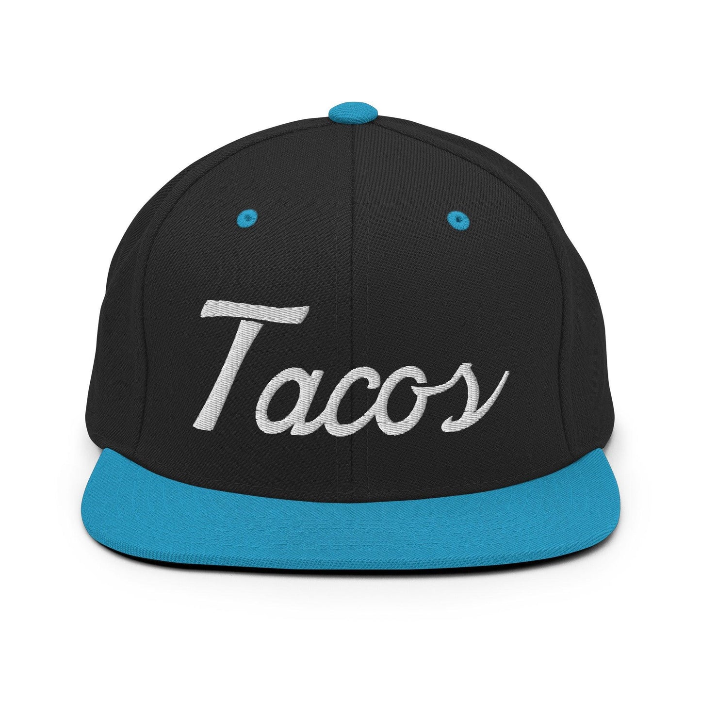 Tacos II Script Snapback Hat Black/ Teal