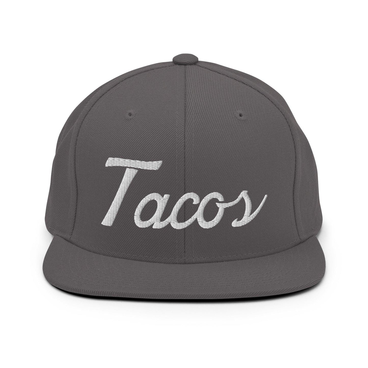 Tacos II Script Snapback Hat Dark Grey