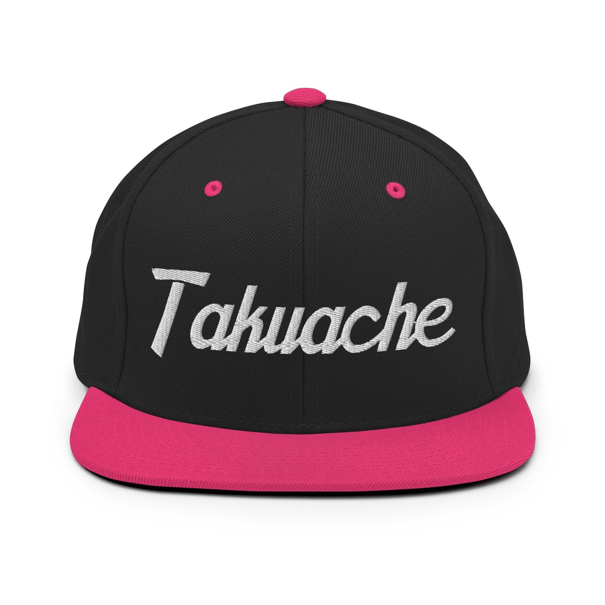 Takuache II Script Snapback Hat Black/ Neon Pink