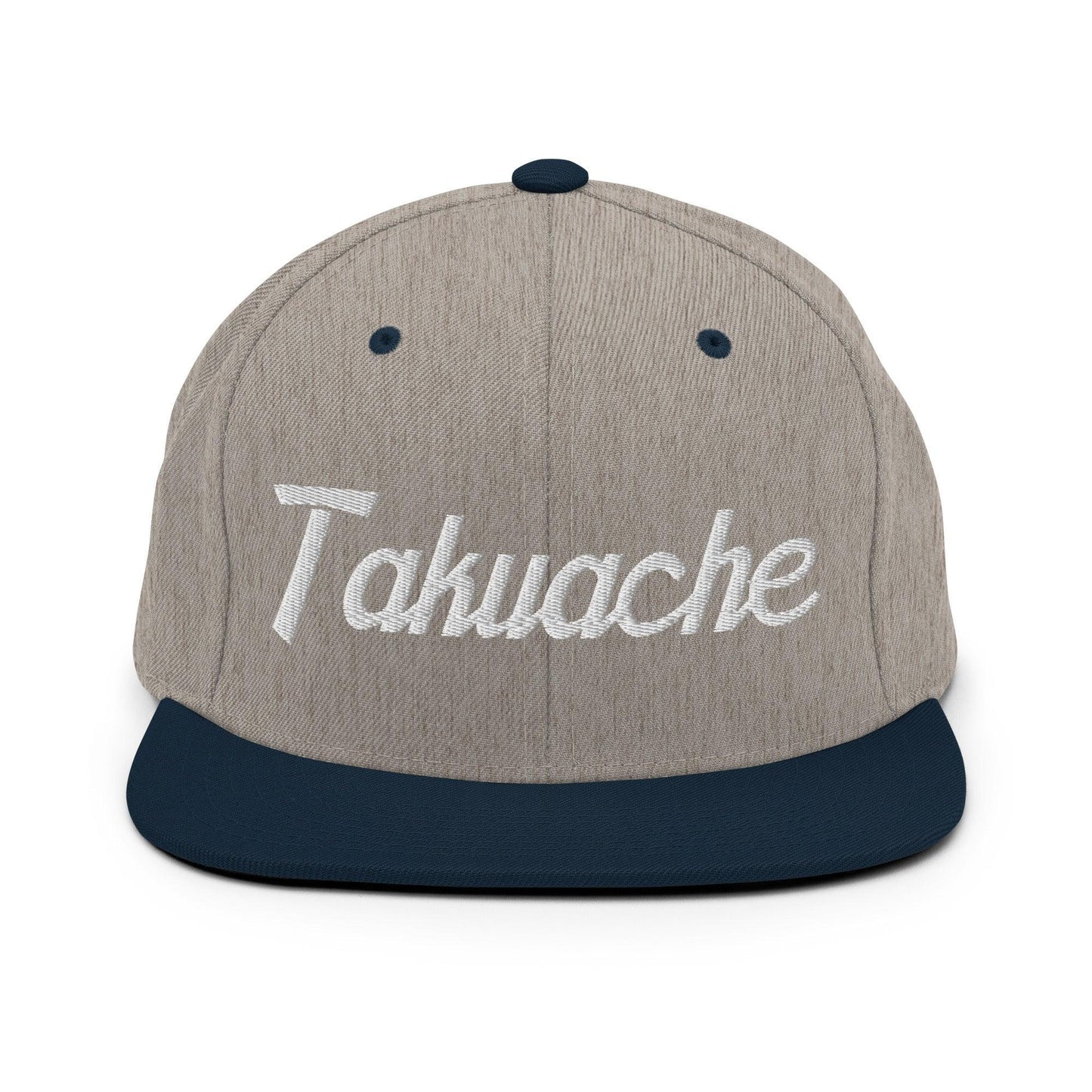 Takuache II Script Snapback Hat Heather Grey/ Navy