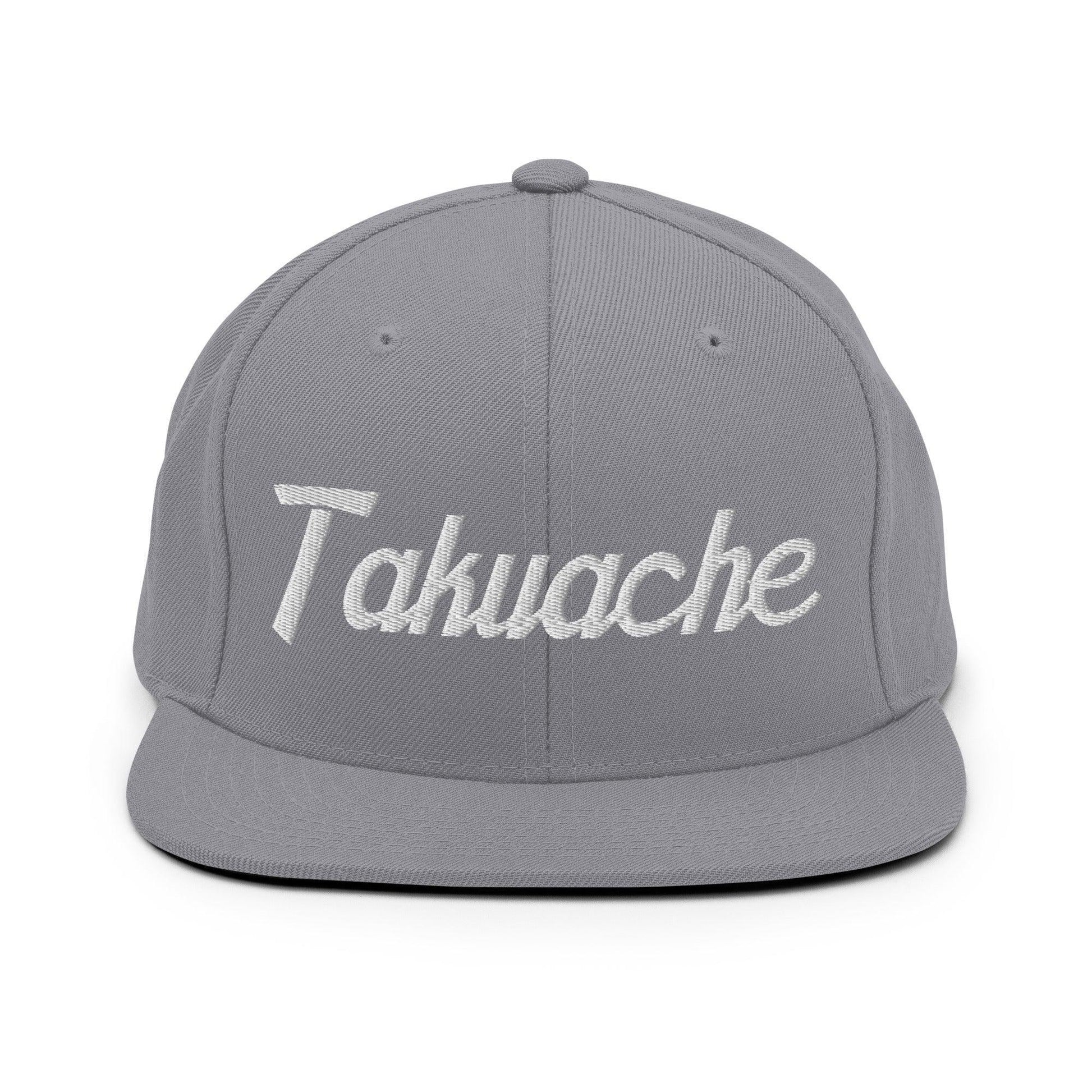 Takuache II Script Snapback Hat Silver
