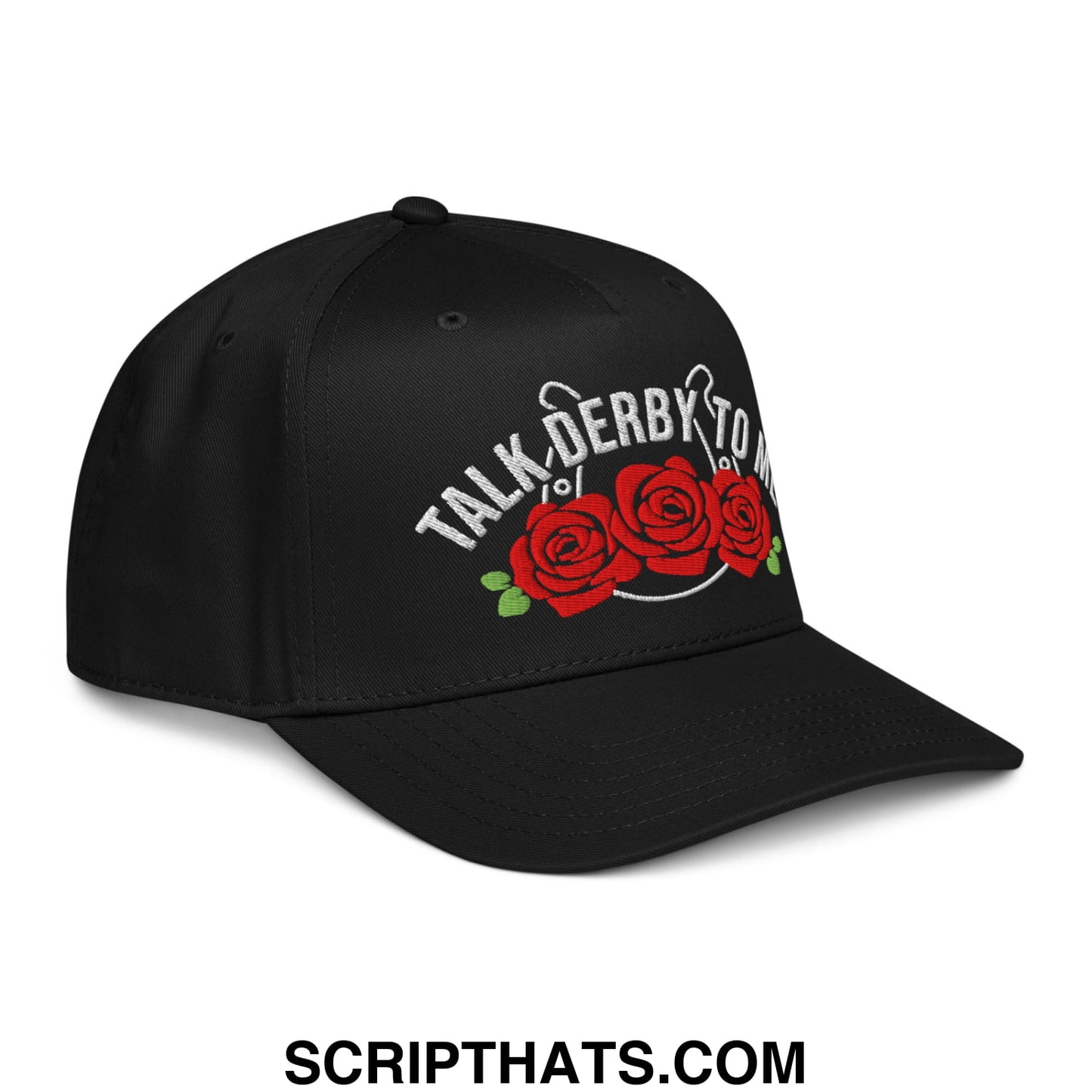 Talk Derby to Me Embroidered Baseball Snapback Hat Black