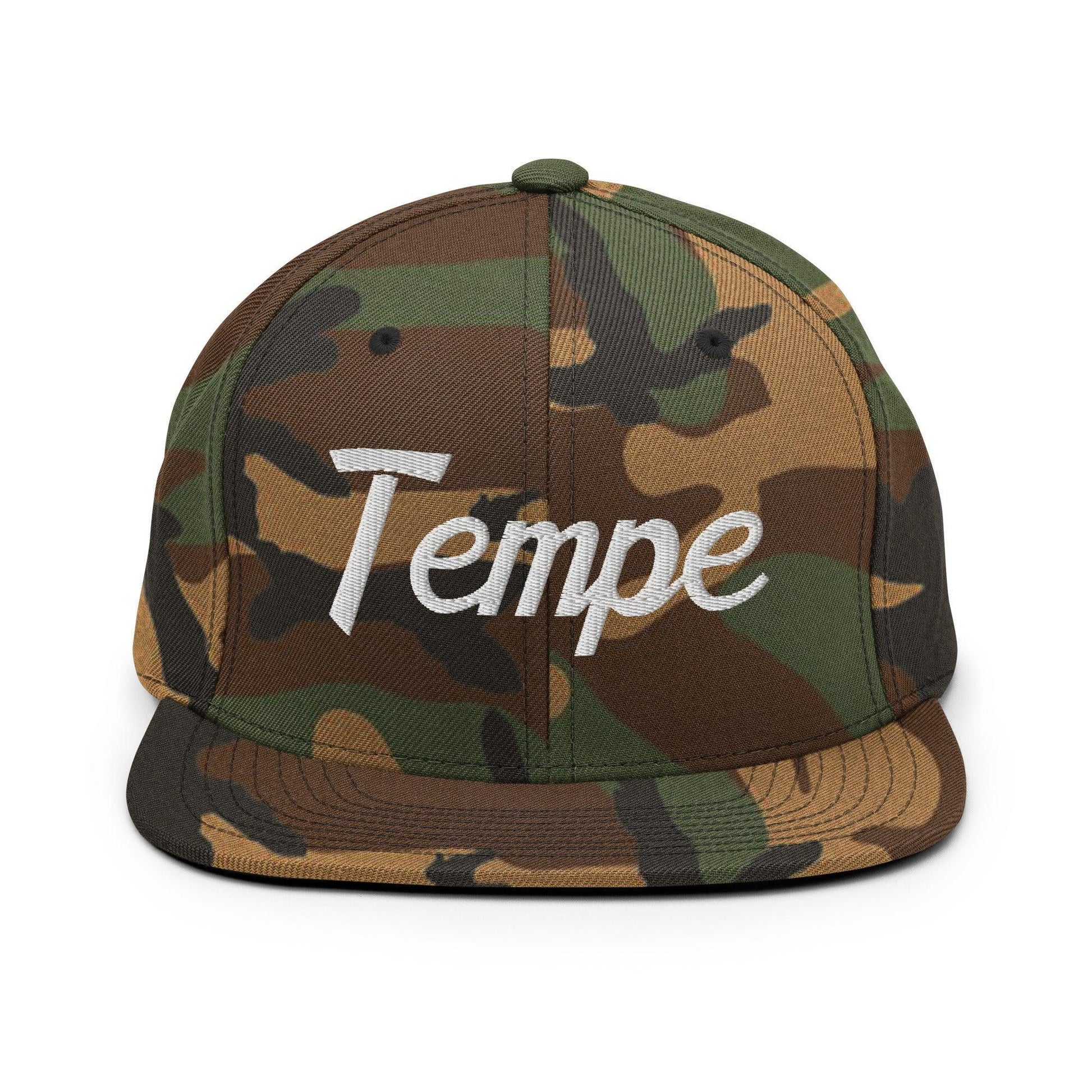 Tempe Script Snapback Hat Green Camo