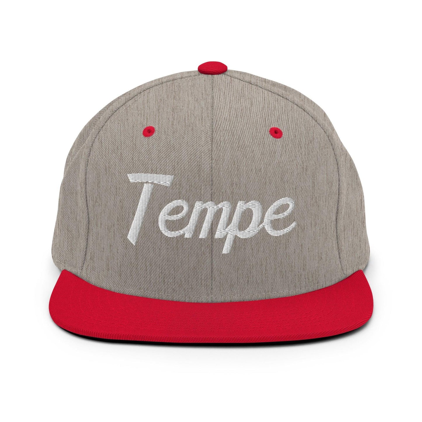 Tempe Script Snapback Hat Heather Grey/ Red
