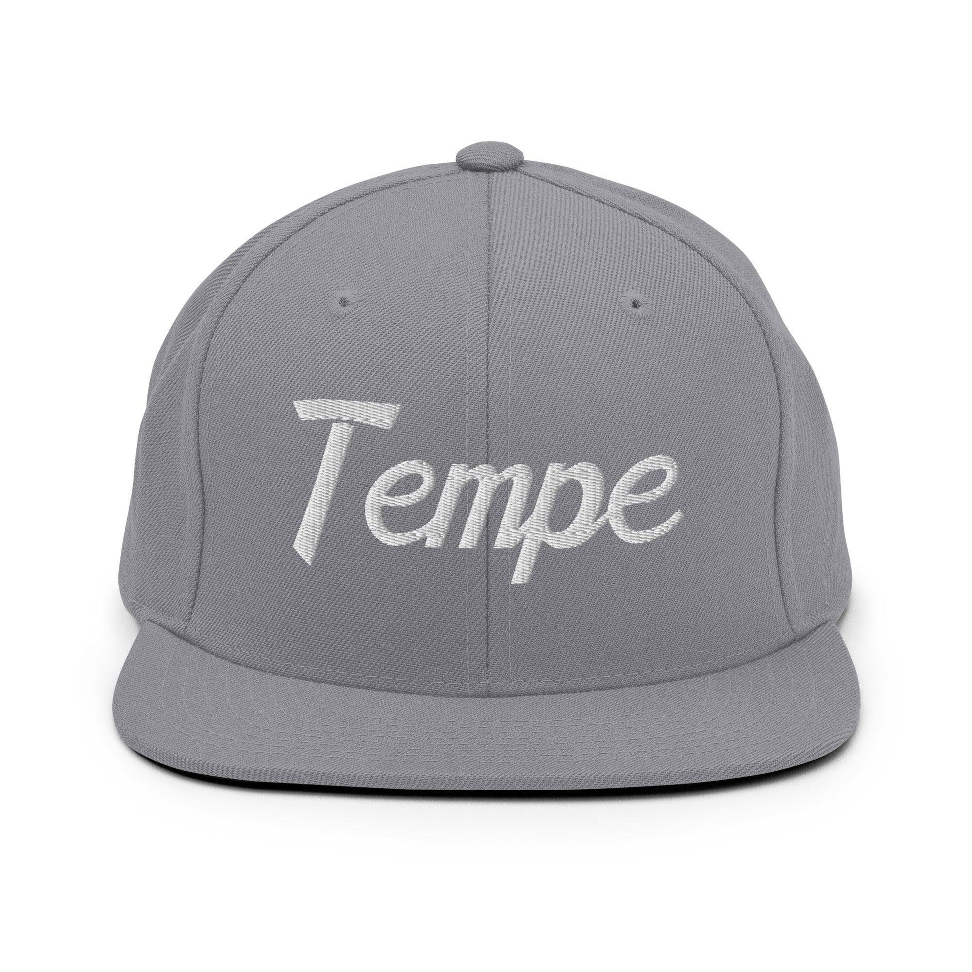 Tempe Script Snapback Hat Silver