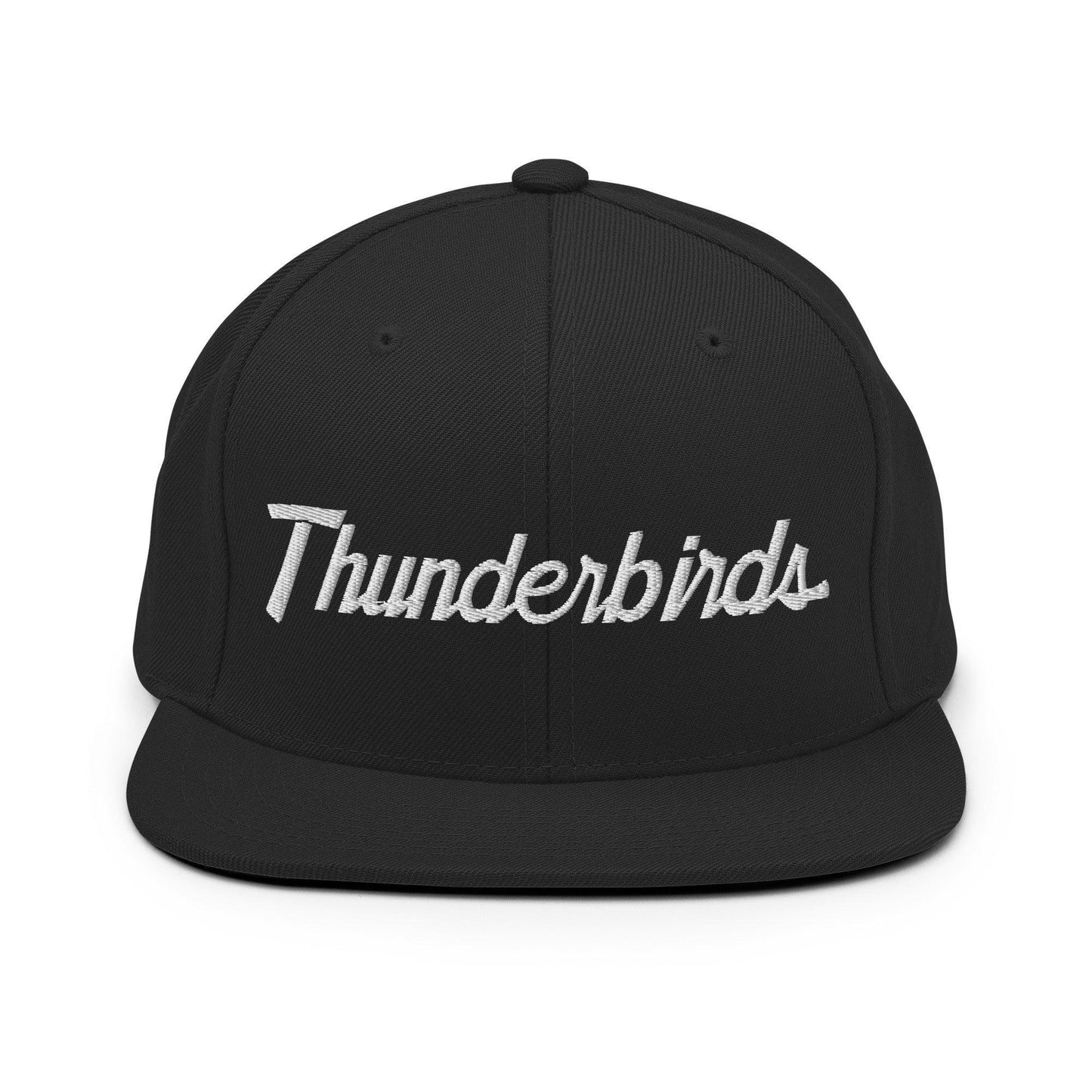 Thunderbirds School Mascot Script Snapback Hat Black