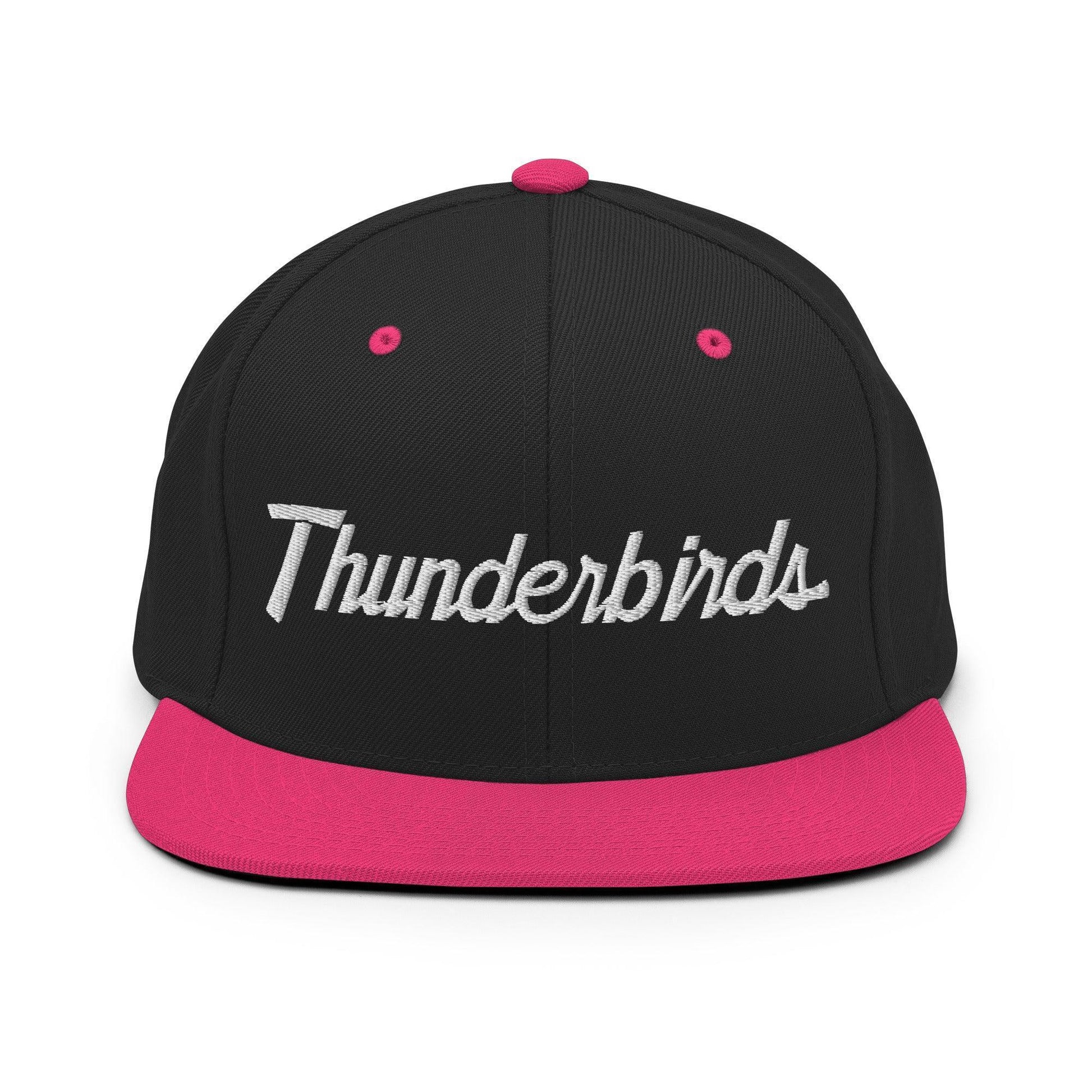 Thunderbirds School Mascot Script Snapback Hat Black/ Neon Pink