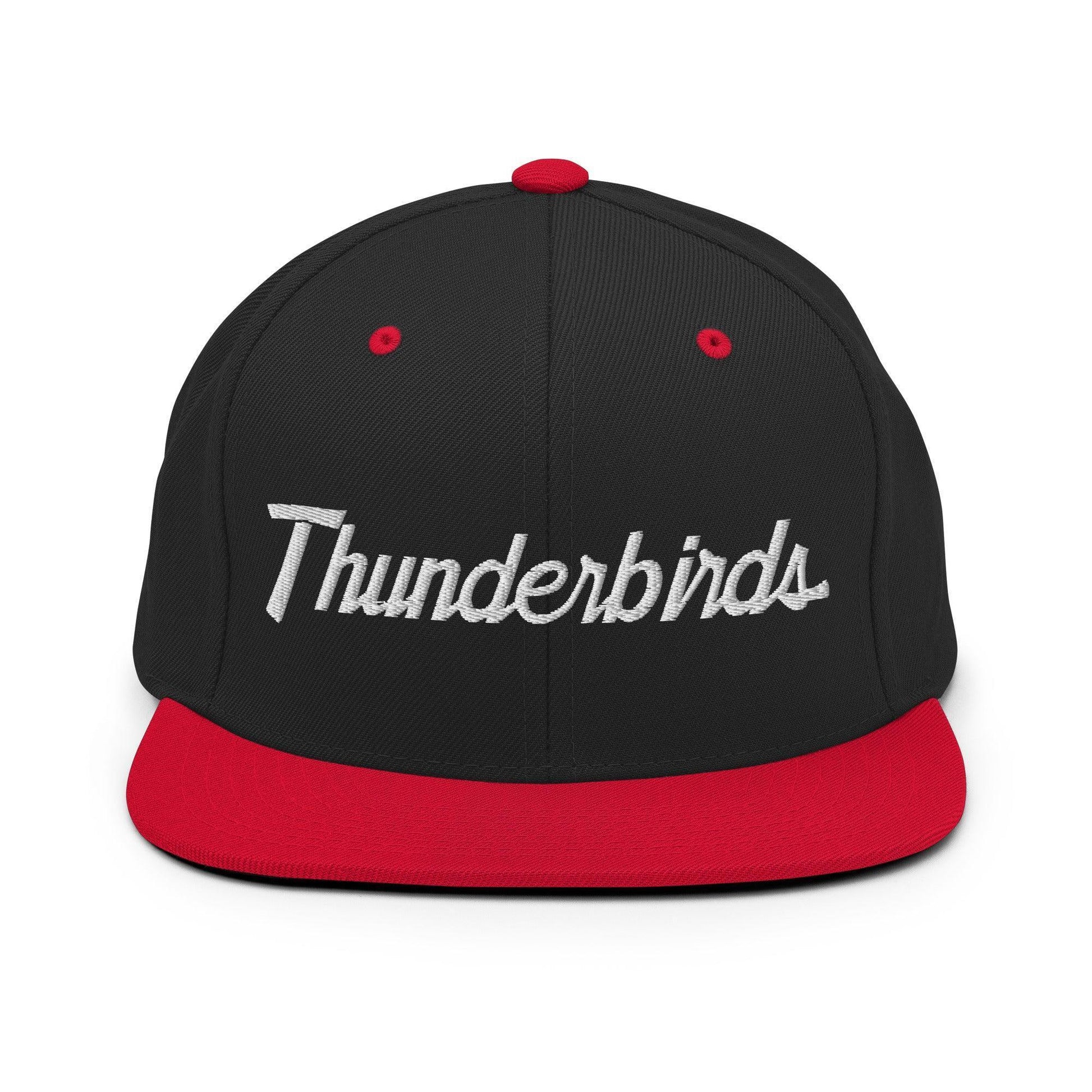 Thunderbirds School Mascot Script Snapback Hat Black/ Red