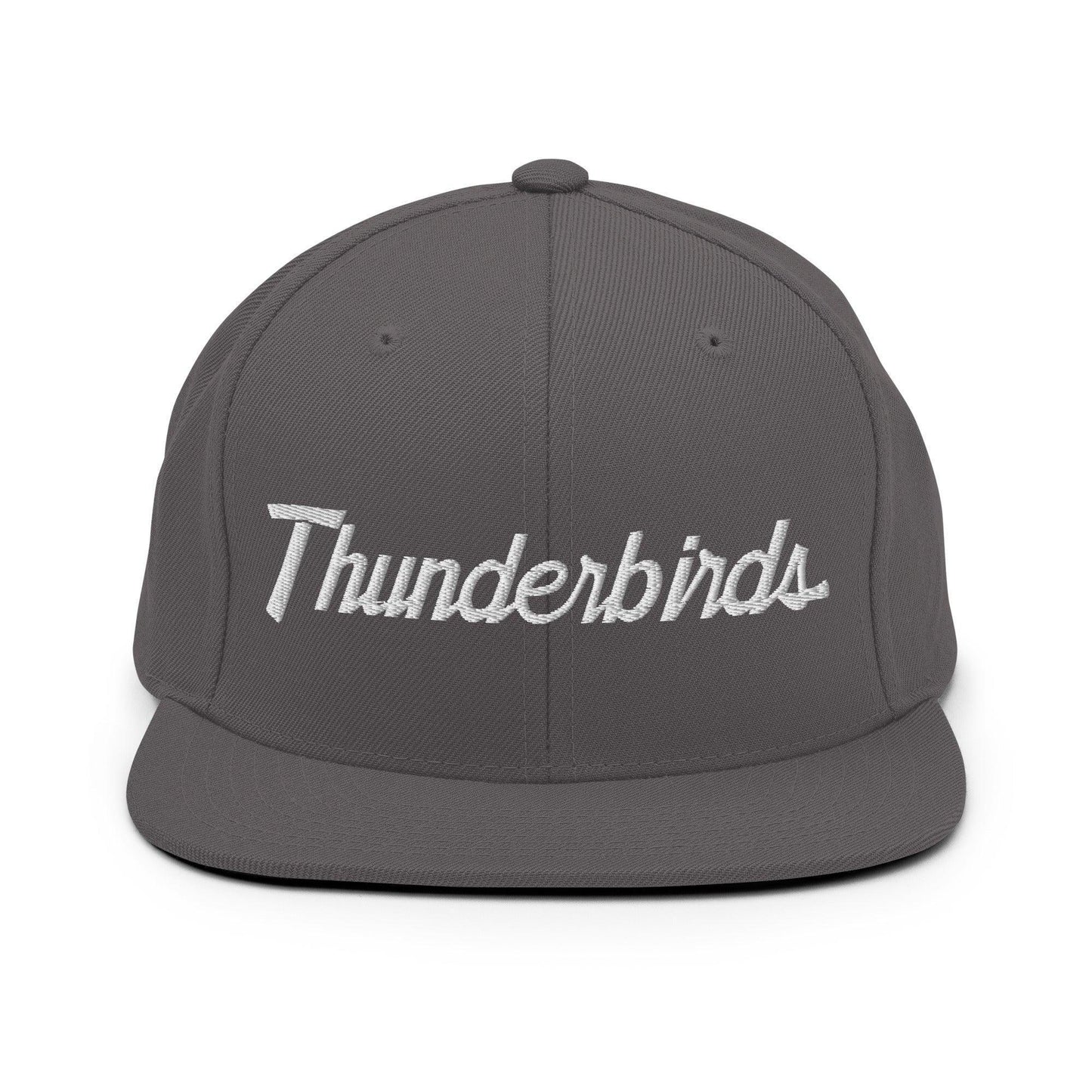 Thunderbirds School Mascot Script Snapback Hat Dark Grey