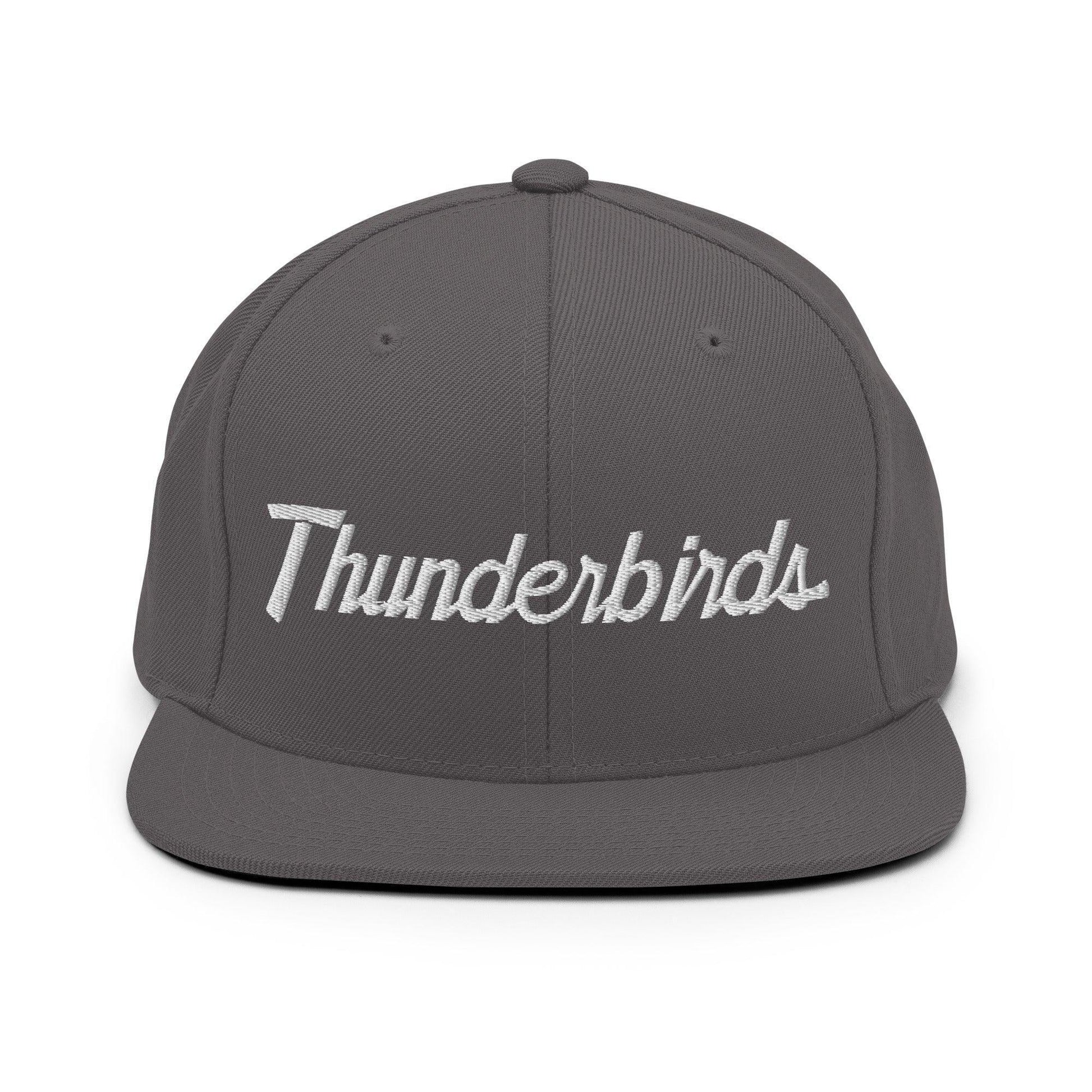 Thunderbirds School Mascot Script Snapback Hat Dark Grey