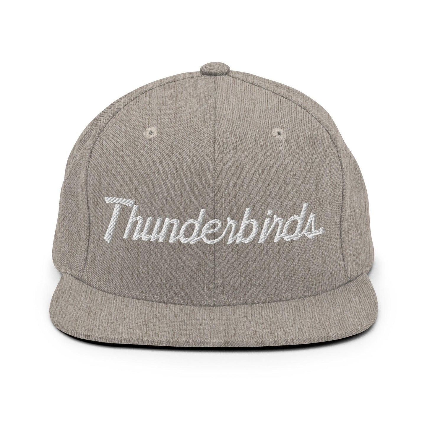 Thunderbirds School Mascot Script Snapback Hat Heather Grey