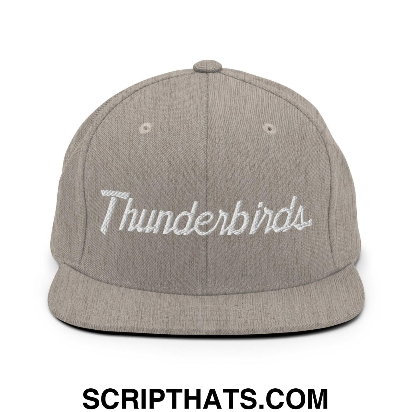 Thunderbirds School Mascot Script Snapback Hat Heather Grey