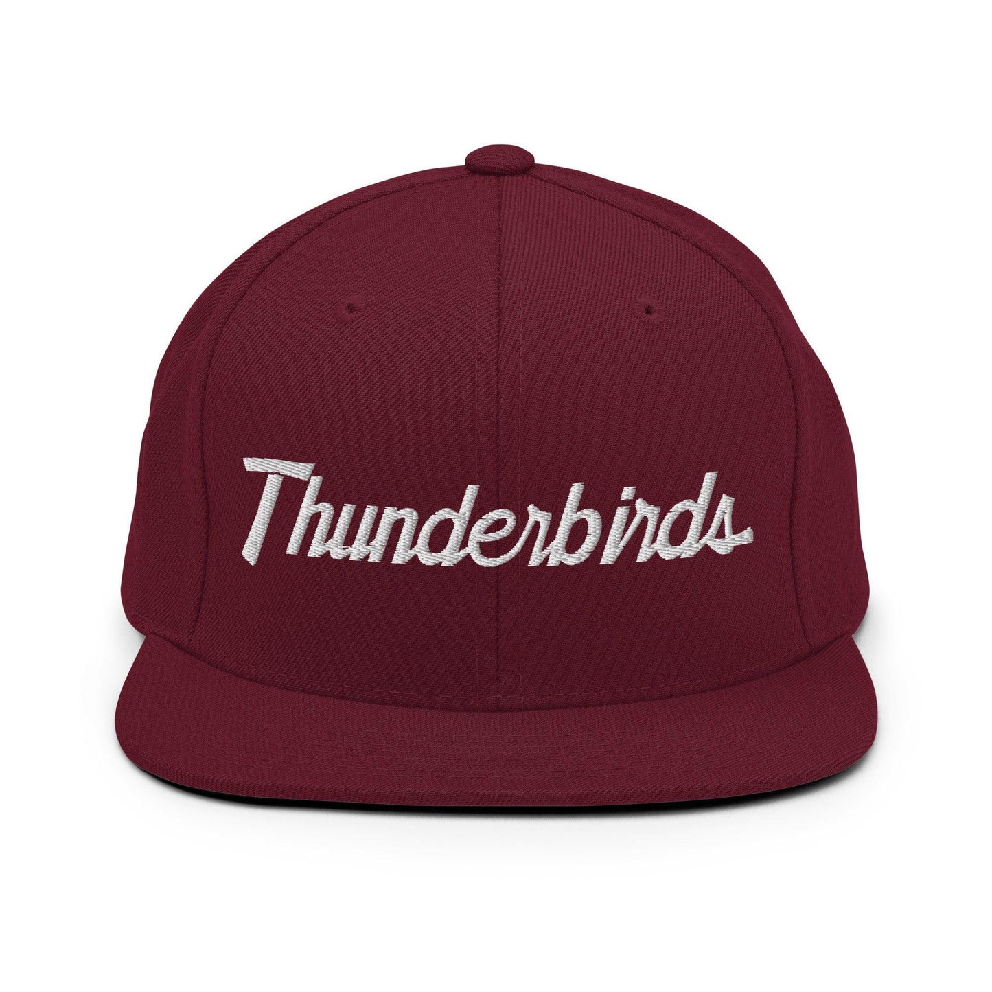 Thunderbirds School Mascot Script Snapback Hat Maroon