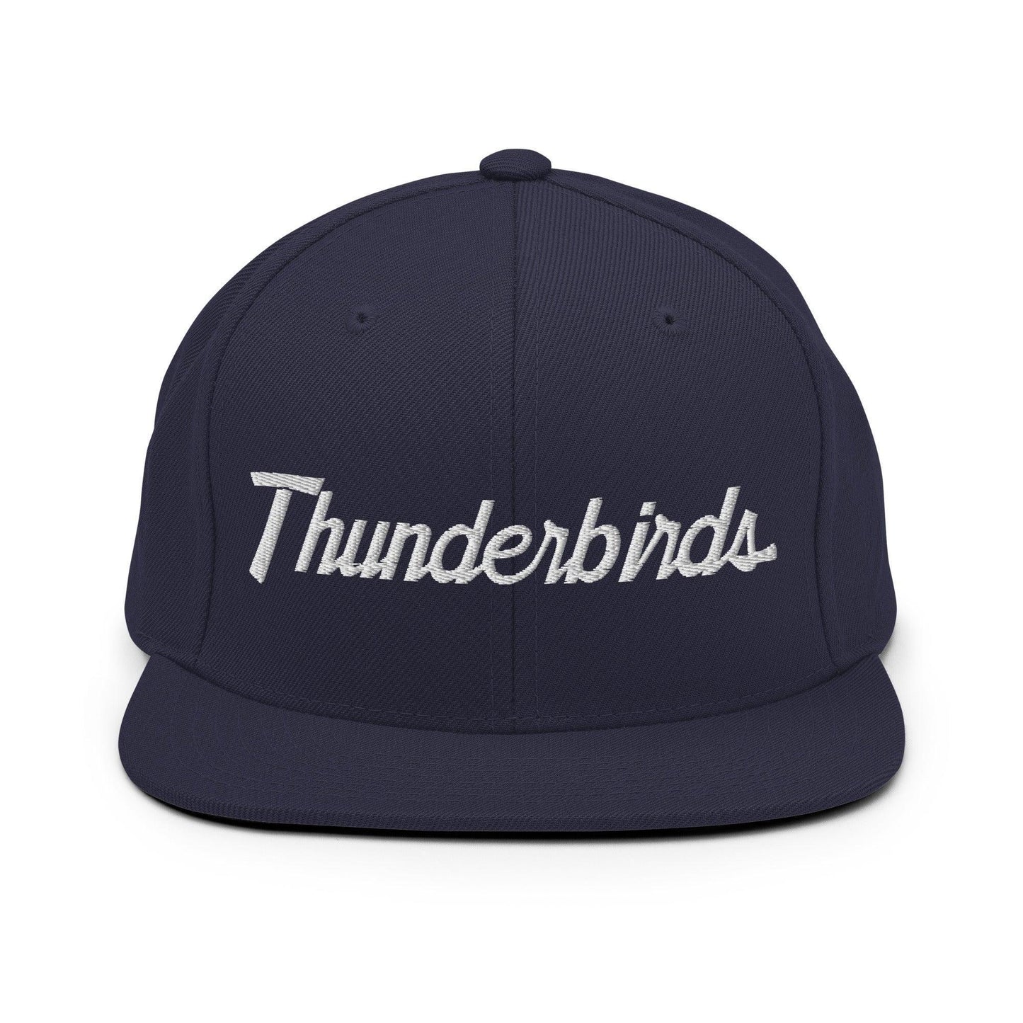 Thunderbirds School Mascot Script Snapback Hat Navy