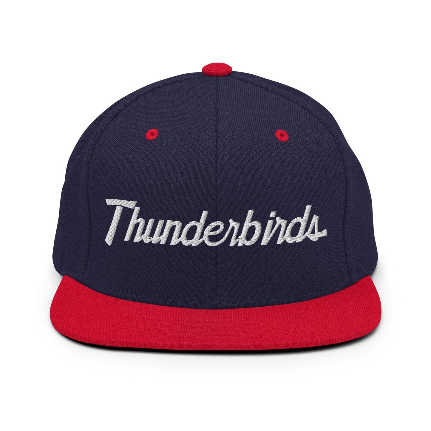 Thunderbirds School Mascot Script Snapback Hat Navy/ Red