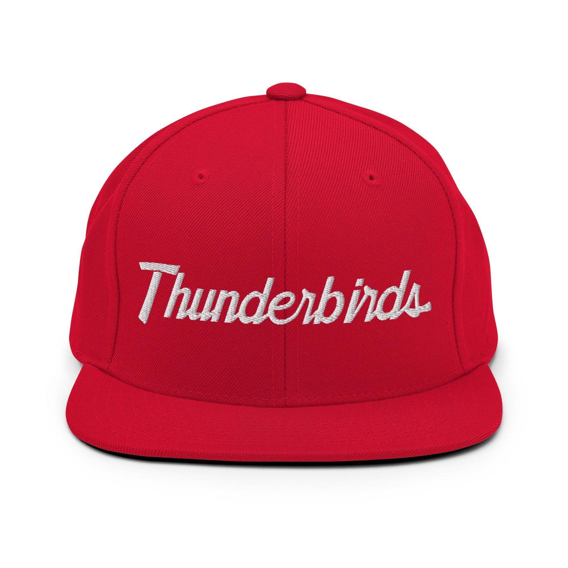Thunderbirds School Mascot Script Snapback Hat Red