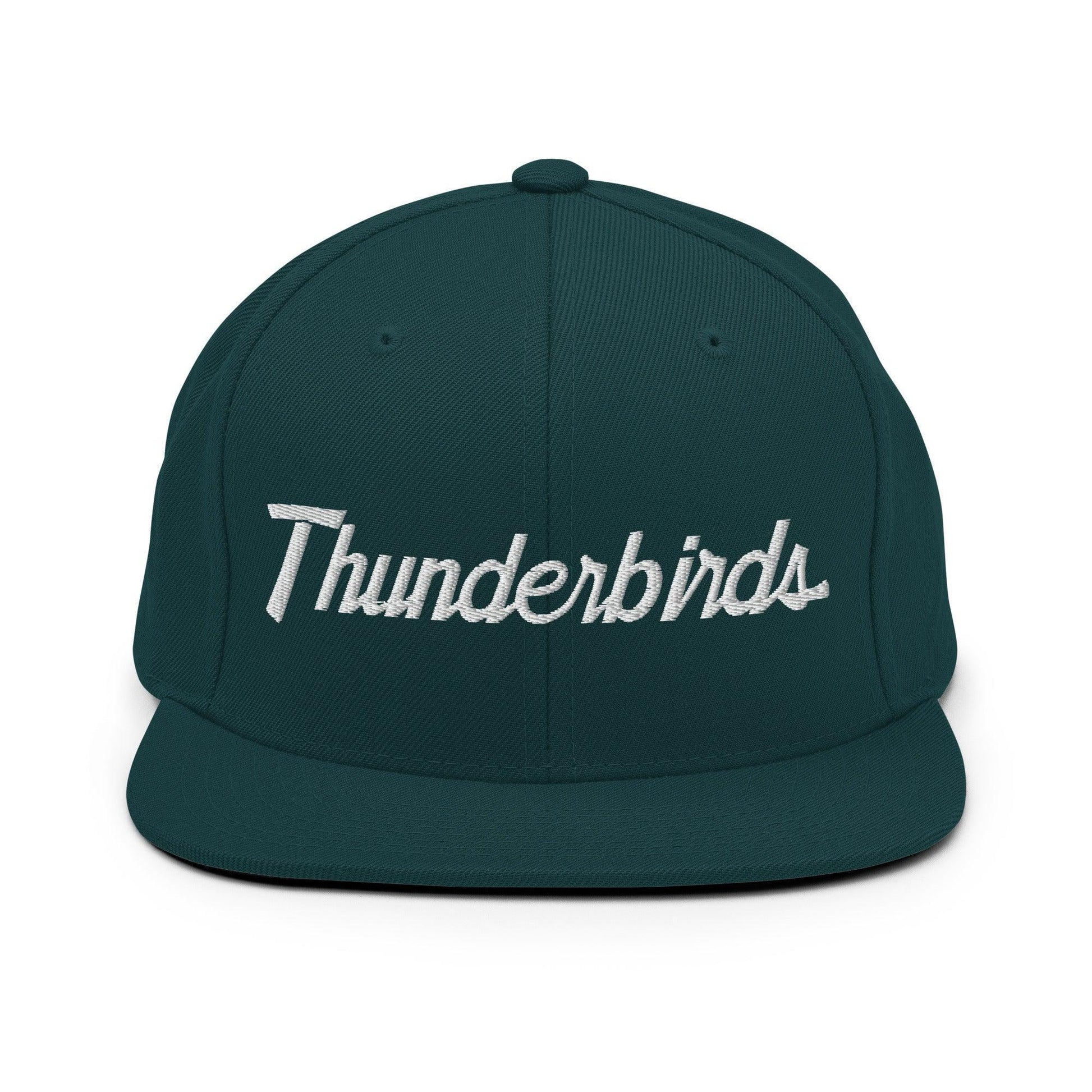 Thunderbirds School Mascot Script Snapback Hat Spruce