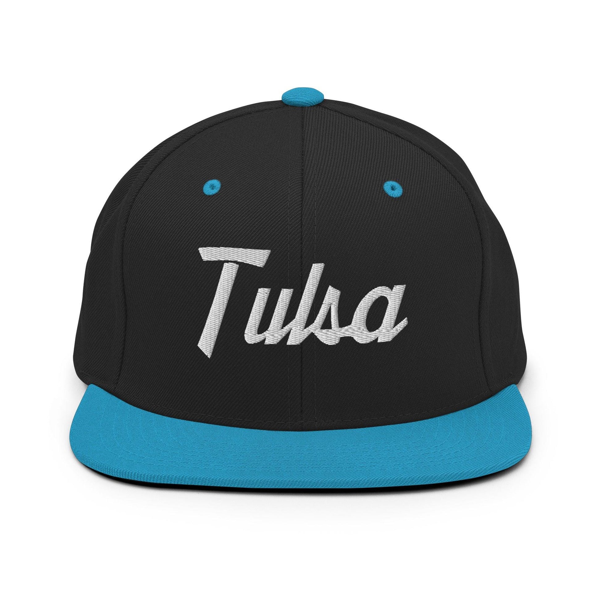 Tulsa Script Snapback Hat Black/ Teal